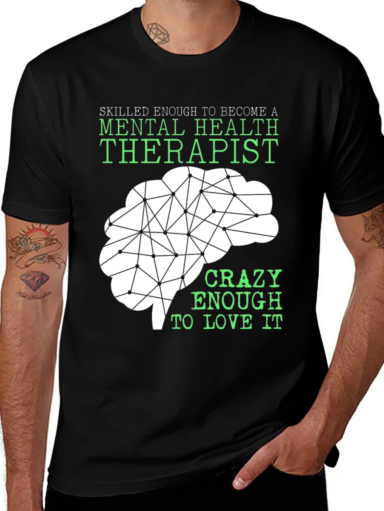 Variant 9 of Mental Health Therapist T-Shirt - Brain Graphic