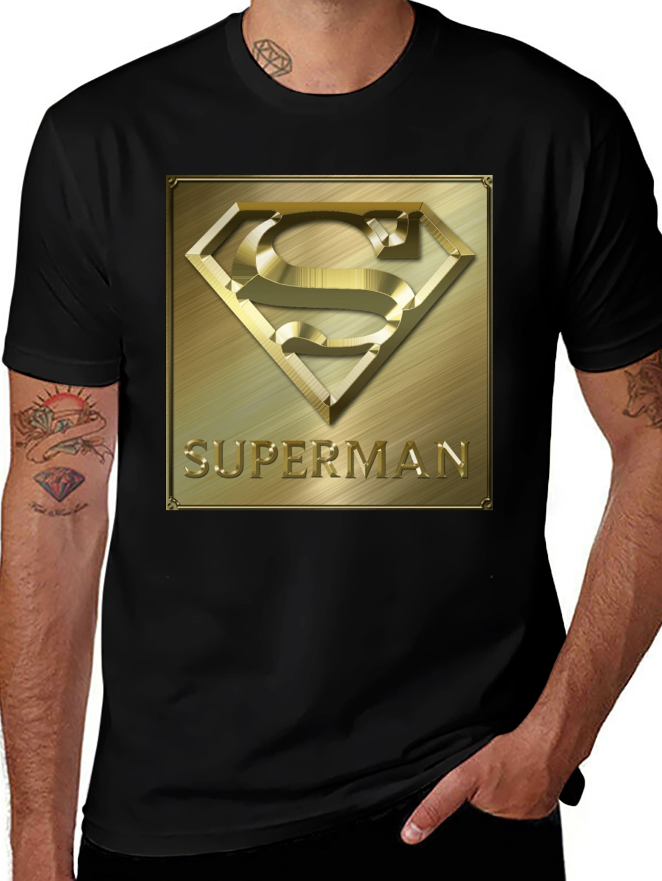 Superman Gold Emblem Black T-Shirt