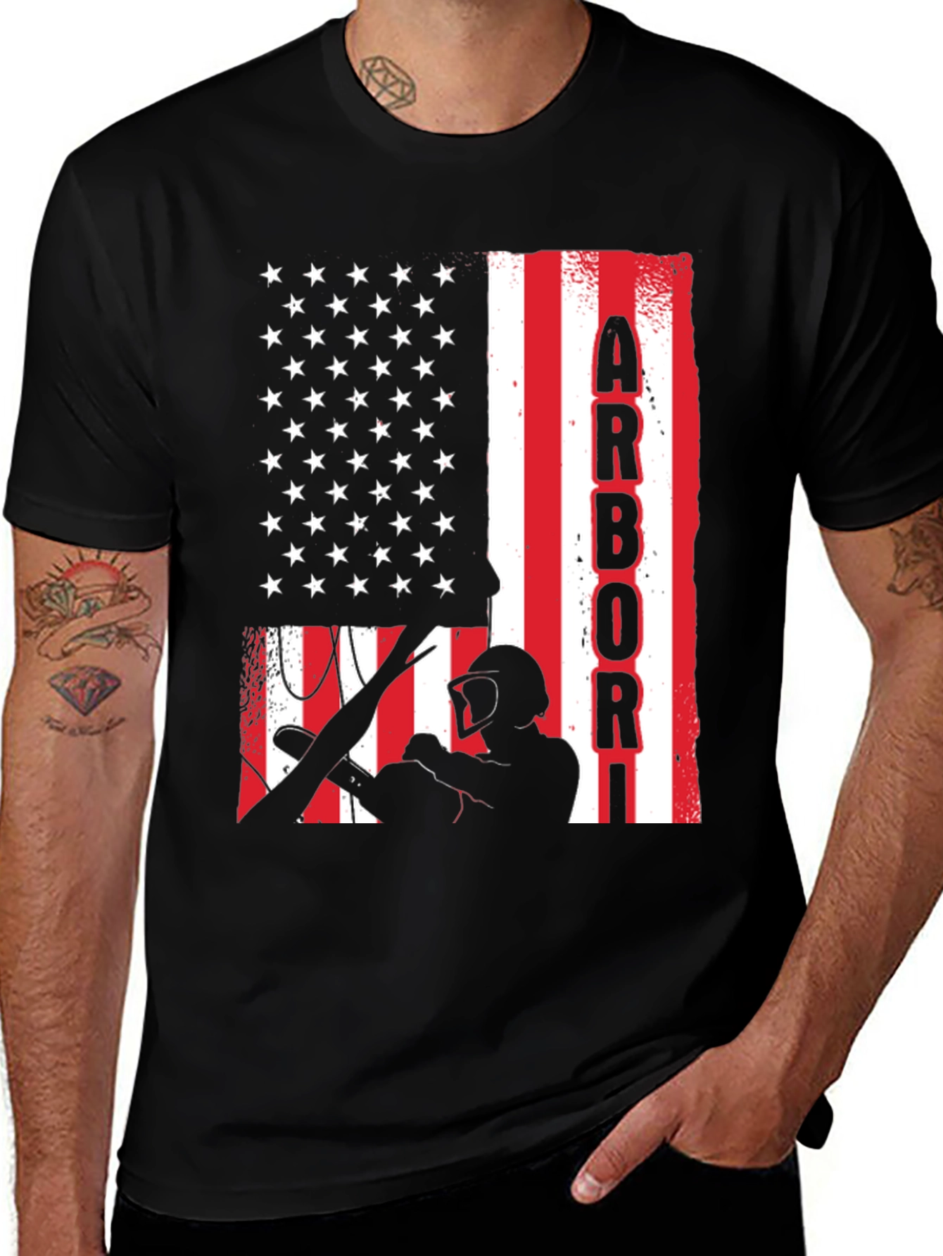 Variant 6 of Arbori Flag Graphic Tee - Black Cotton Blend