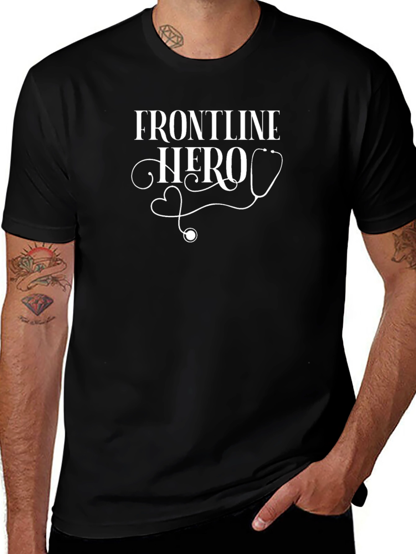 Variant 4 of Frontline Hero Stethoscope Graphic Tee