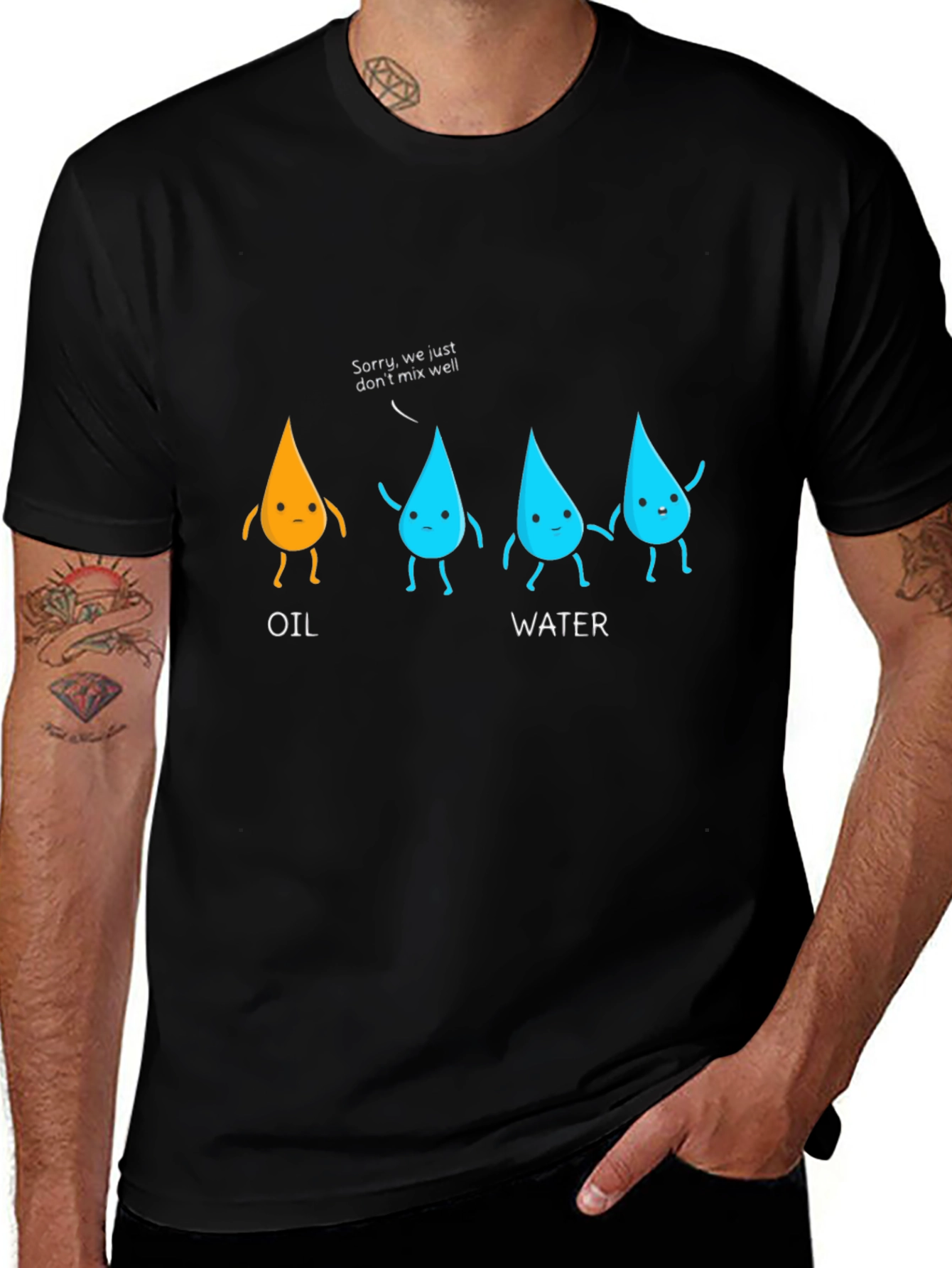 Variant 8 of Oil and Water Graphic Tee - Funny Science Humor Shirt