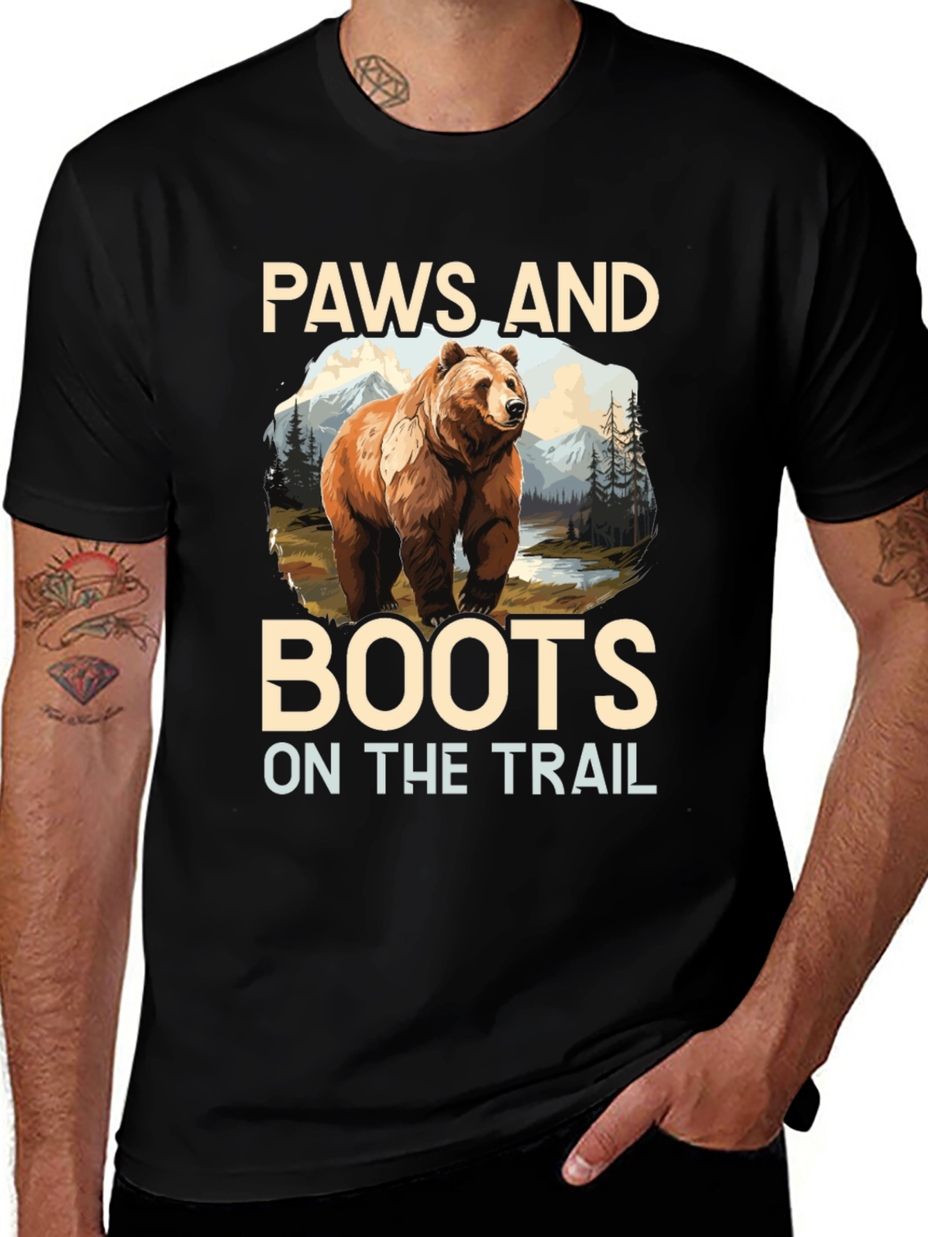 Variant 2 of Paws and Boots Bear Hiking T-Shirt