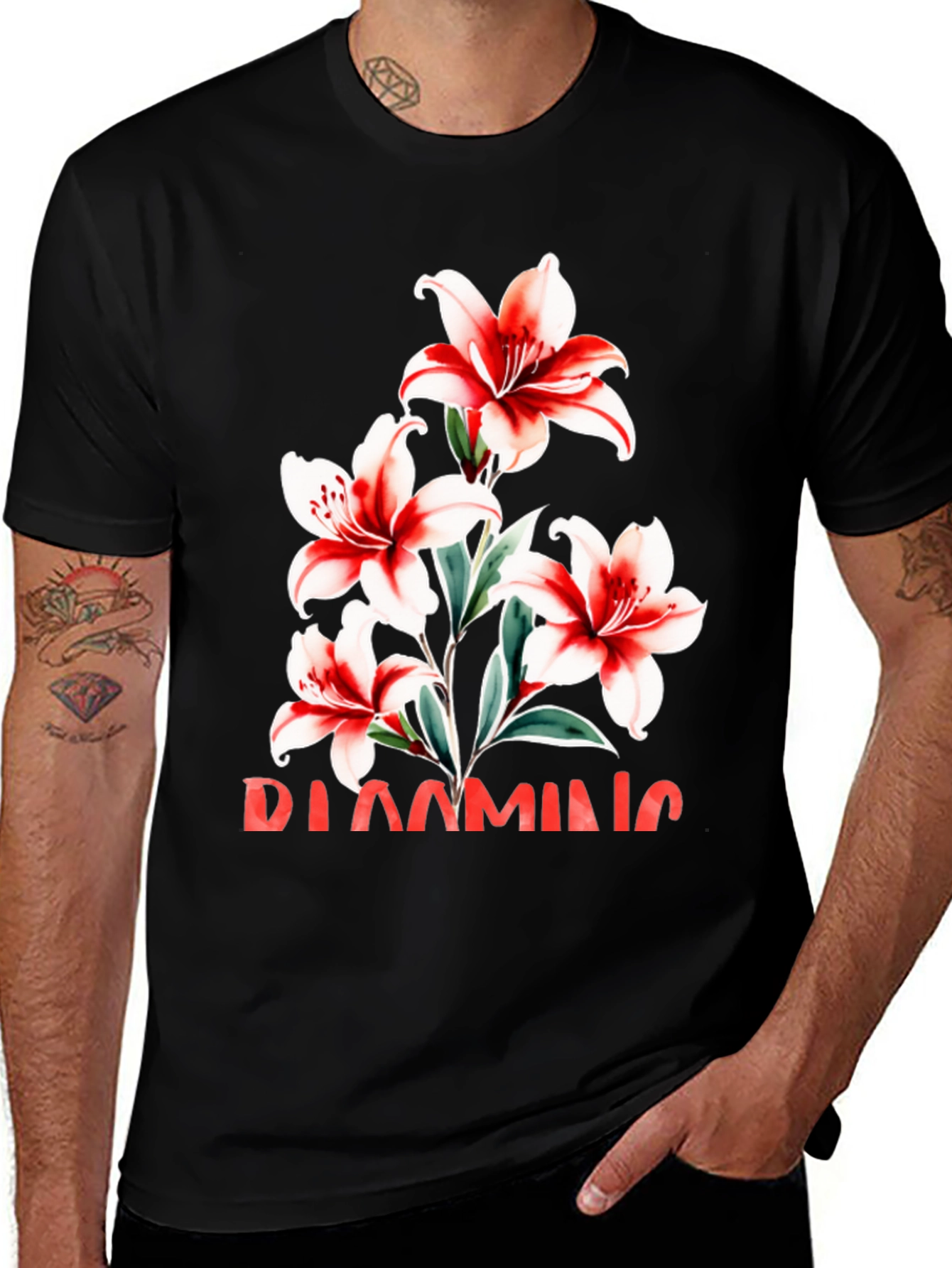 Variant 22 of Floral Graphic Tee - Blooming Lily Design