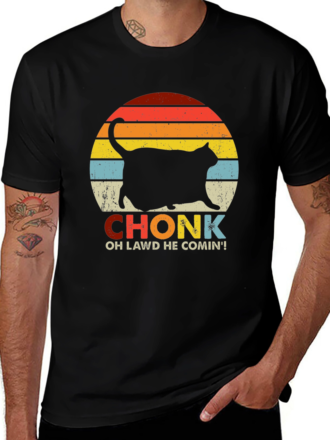 Variant 30 of Chonk Cat T-Shirt - Oh Lawd He Comin'!