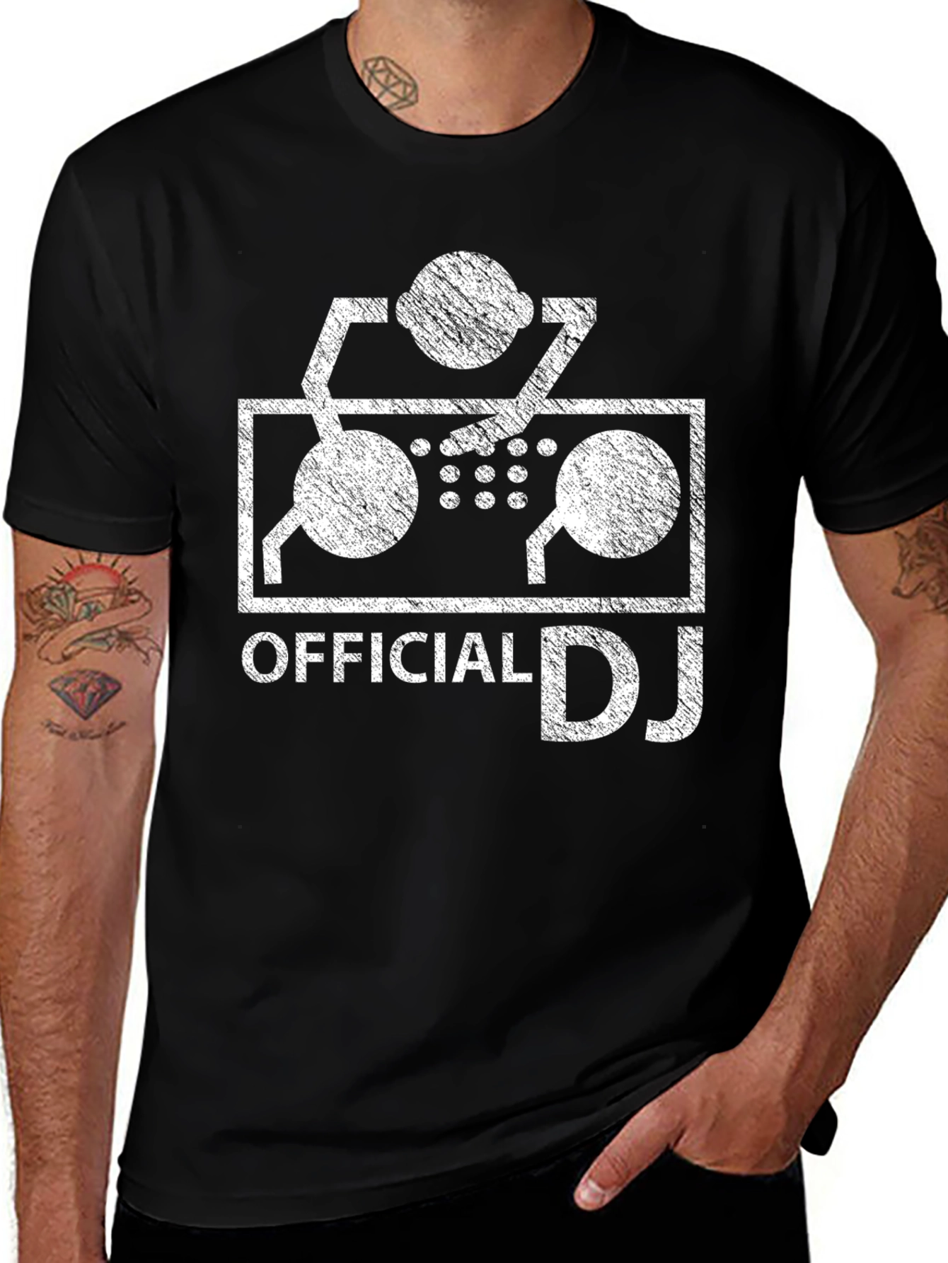 Variant 30 of Official DJ Graphic Tee - Black Cotton Blend Shirt