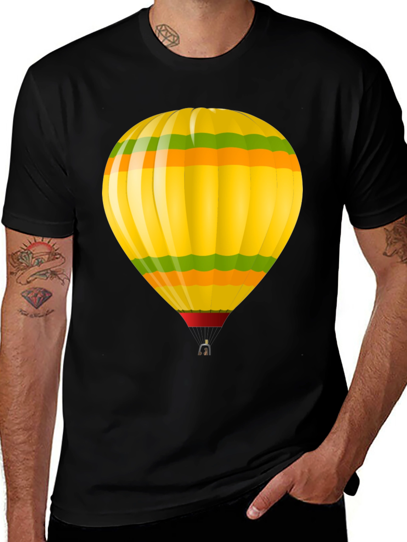 Variant 16 of Hot Air Balloon Graphic Tee - Black T-Shirt