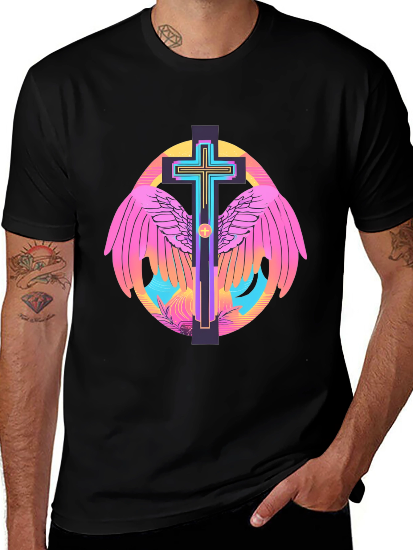 Variant 14 of Winged Cross Graphic Tee - Stylish Christian Apparel