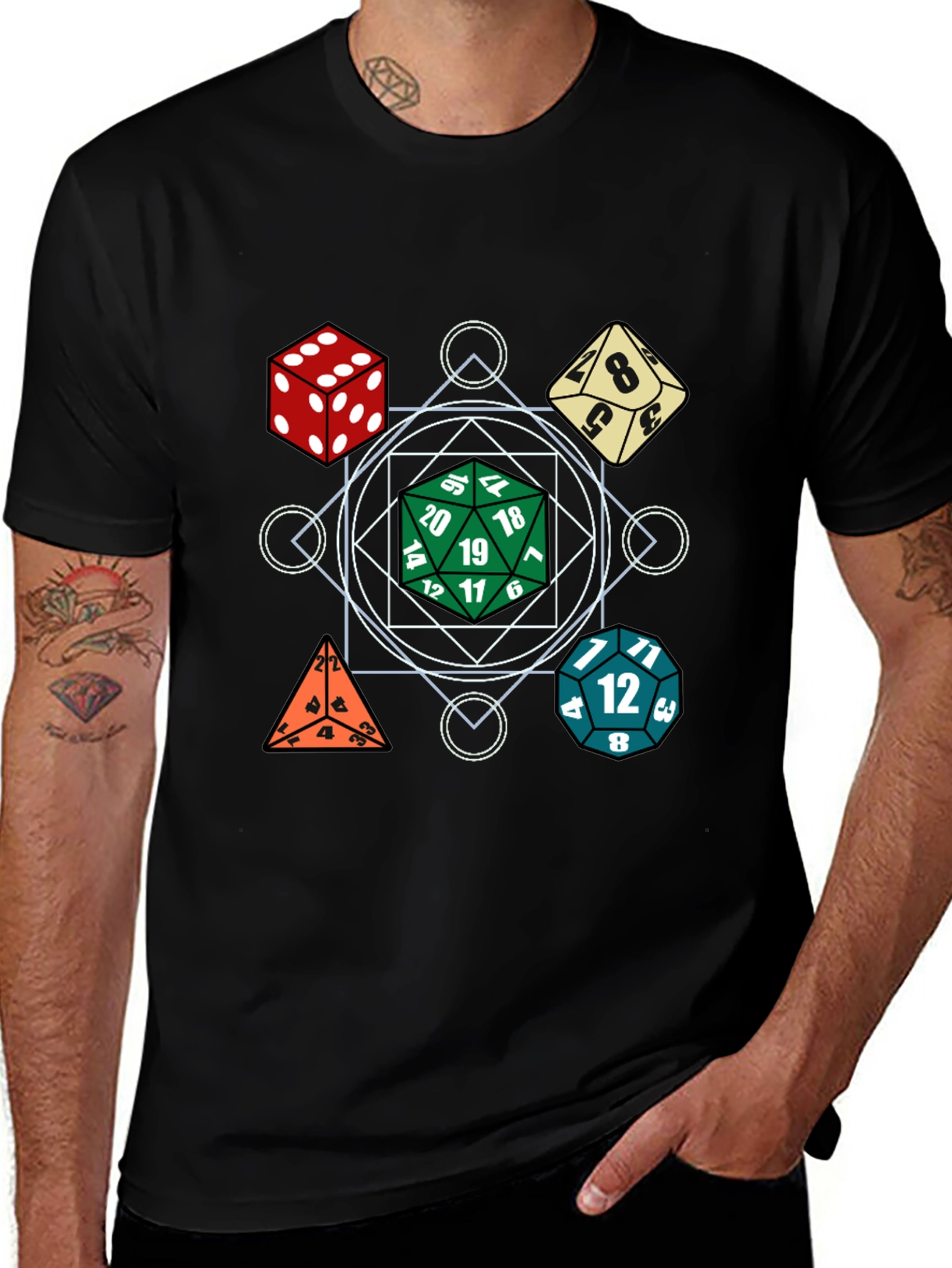 Dice Pattern Black T-Shirt