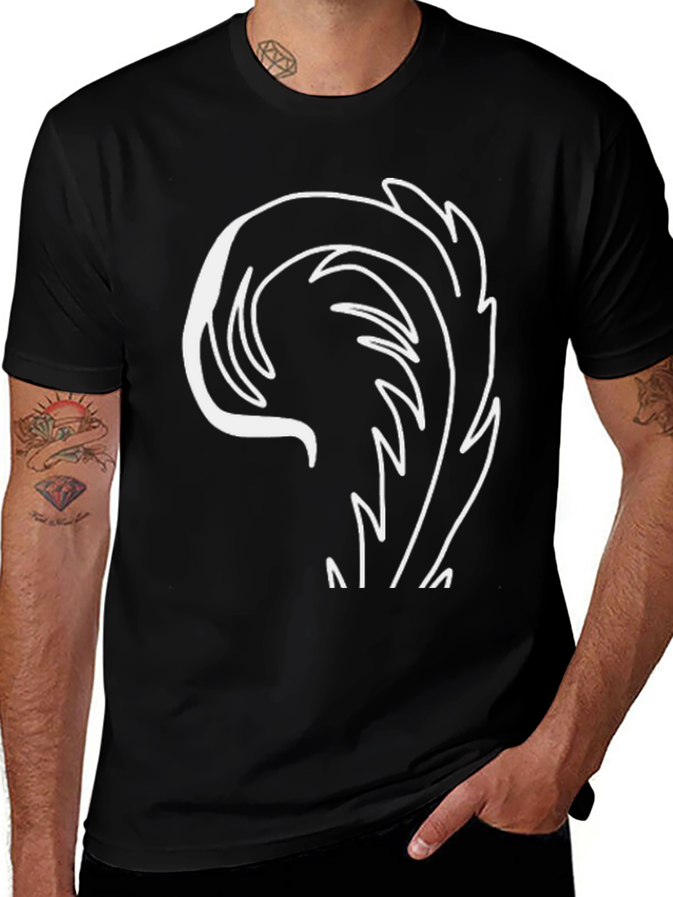 Variant 11 of Modern Leaf Design Black Tee