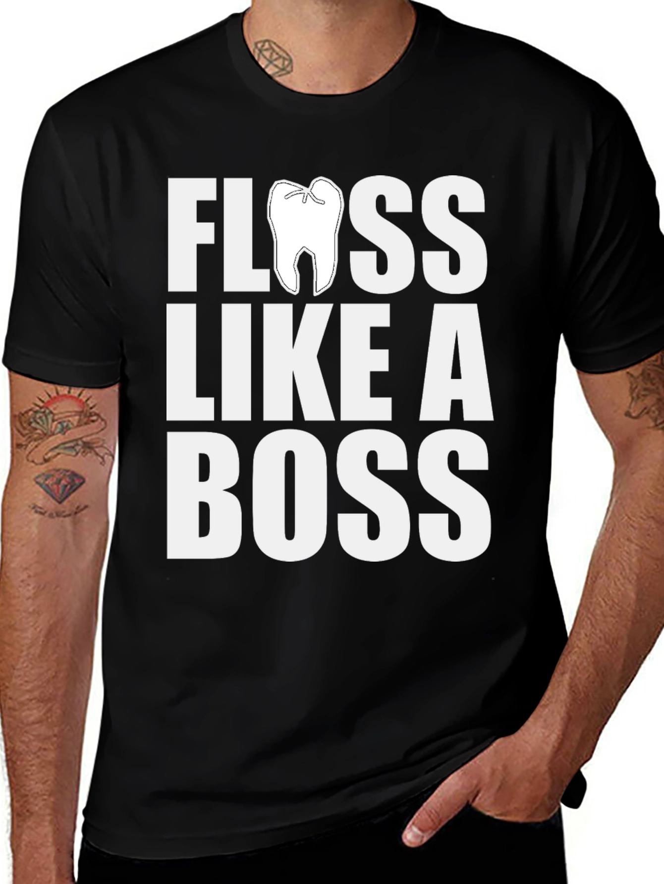 Variant 2 of Floss Like a Boss Graphic Tee - Dental Hygiene Shirt