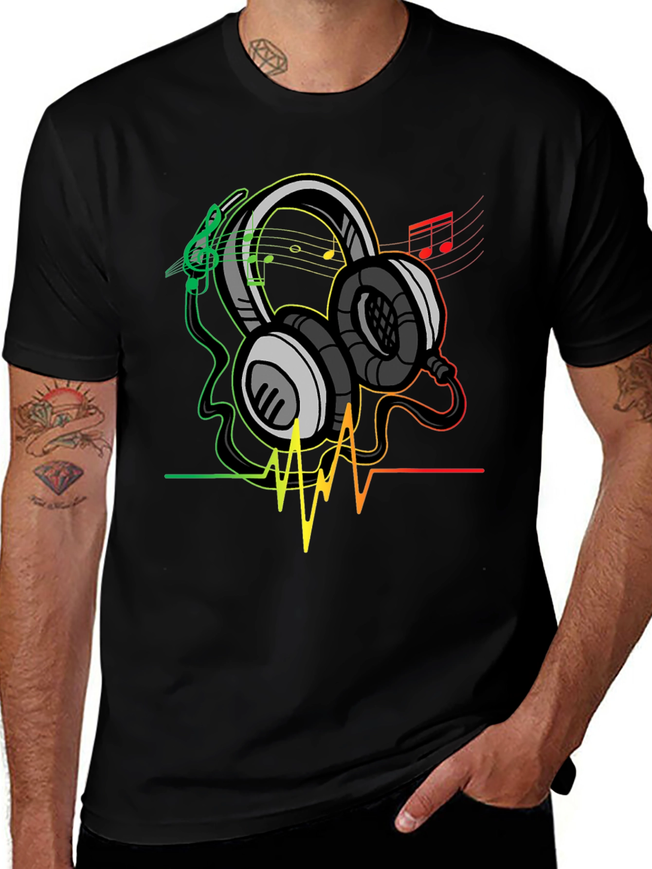 Variant 18 of Music Lover's Graphic Tee - Headphones and Heartbeat