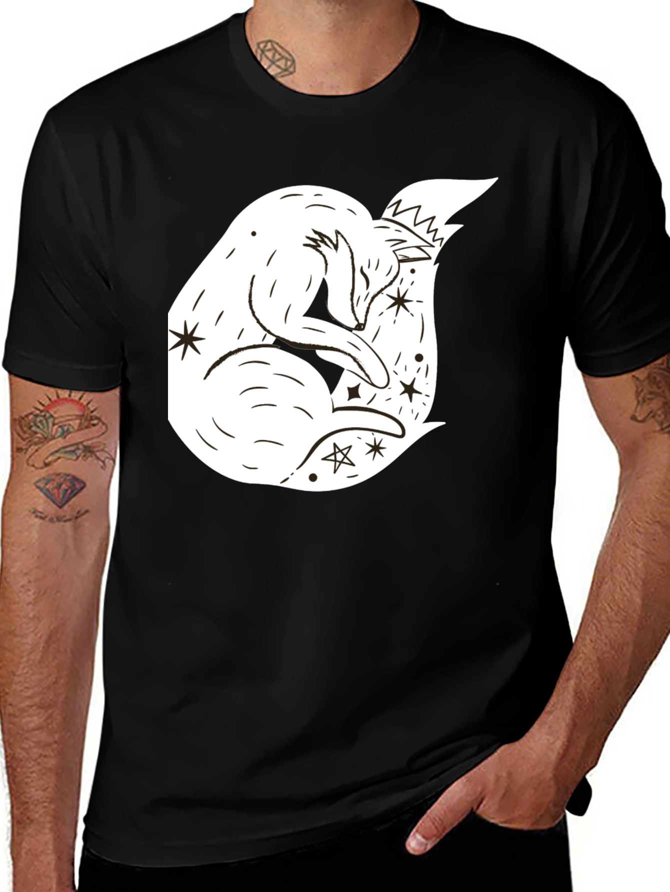Black Dreamy Fox Graphic Tee - Black Unisex T-Shirt main image