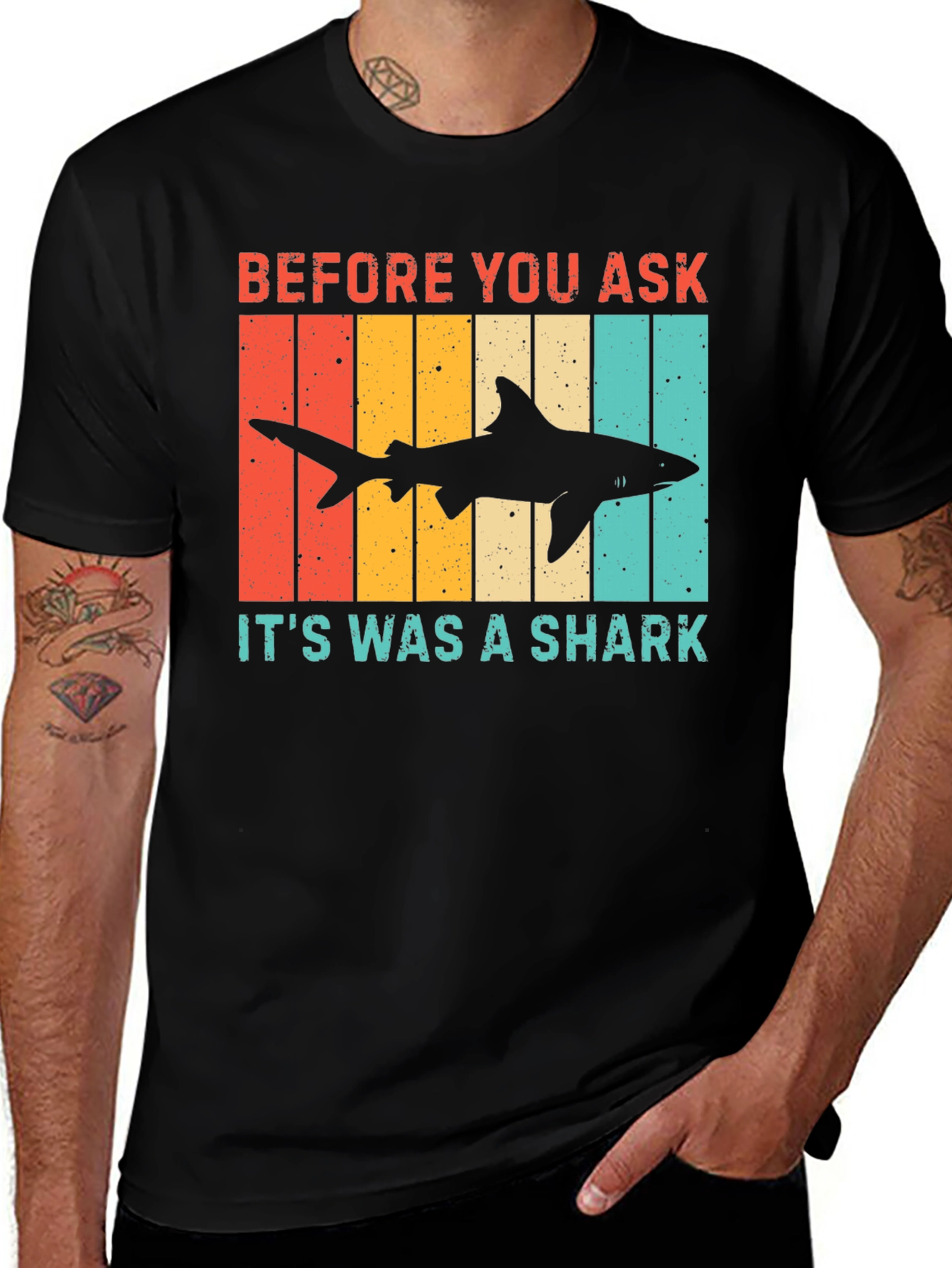 Variant 22 of Retro Shark T-Shirt - Before You Ask Funny Tee