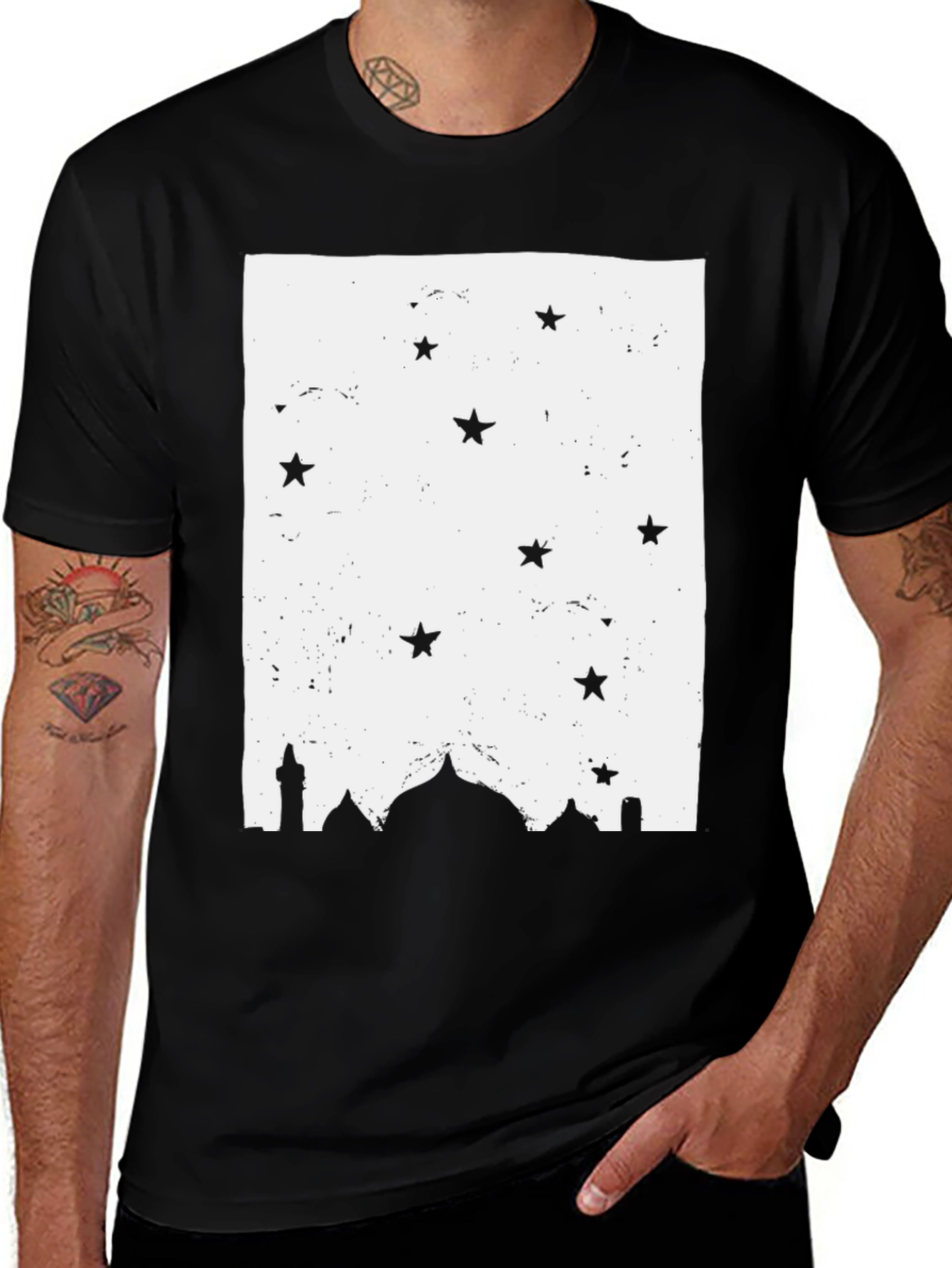 Mosque Starry Night Black T-Shirt