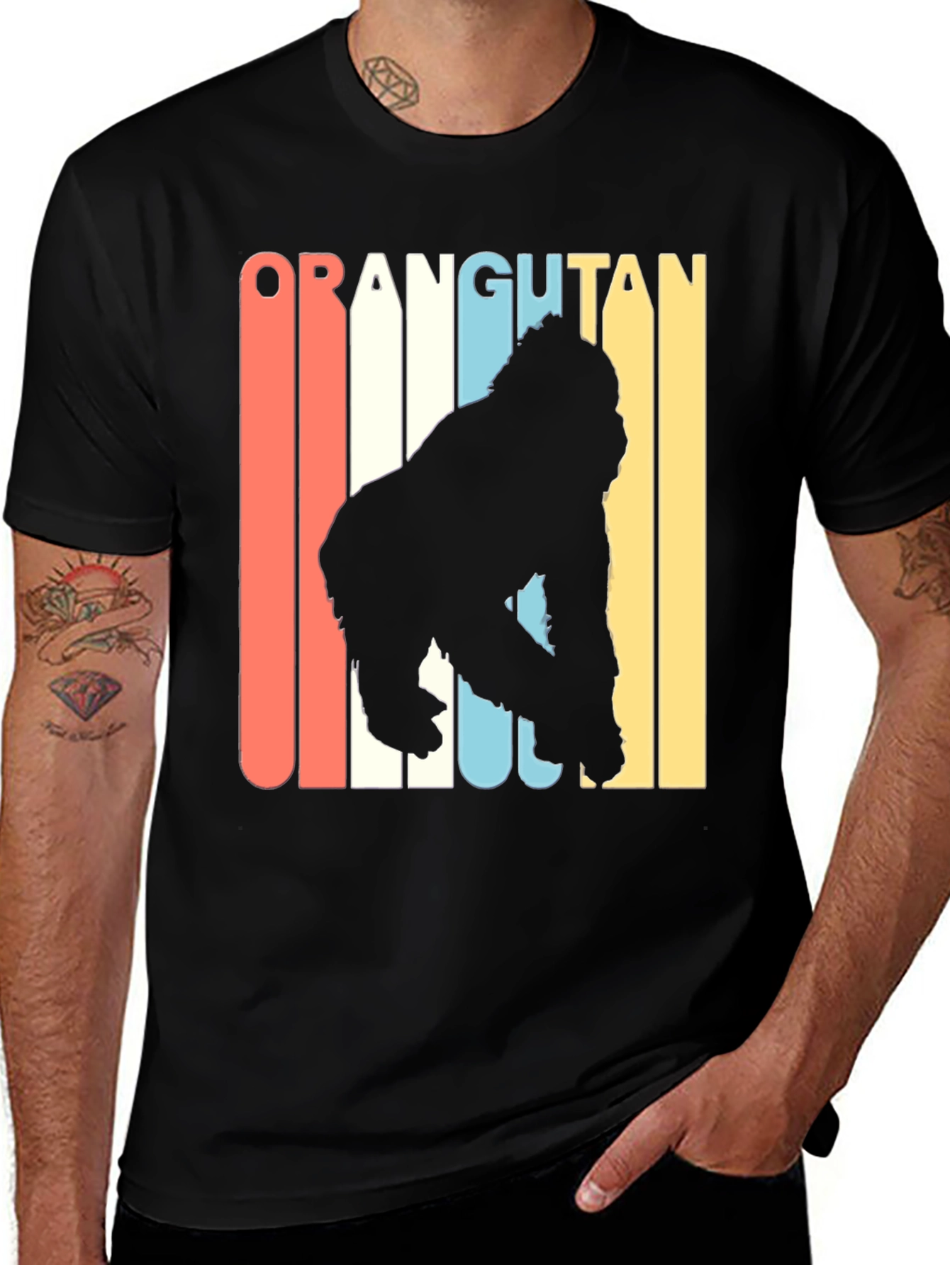 Variant 11 of Retro Orangutan Graphic T-Shirt - Black