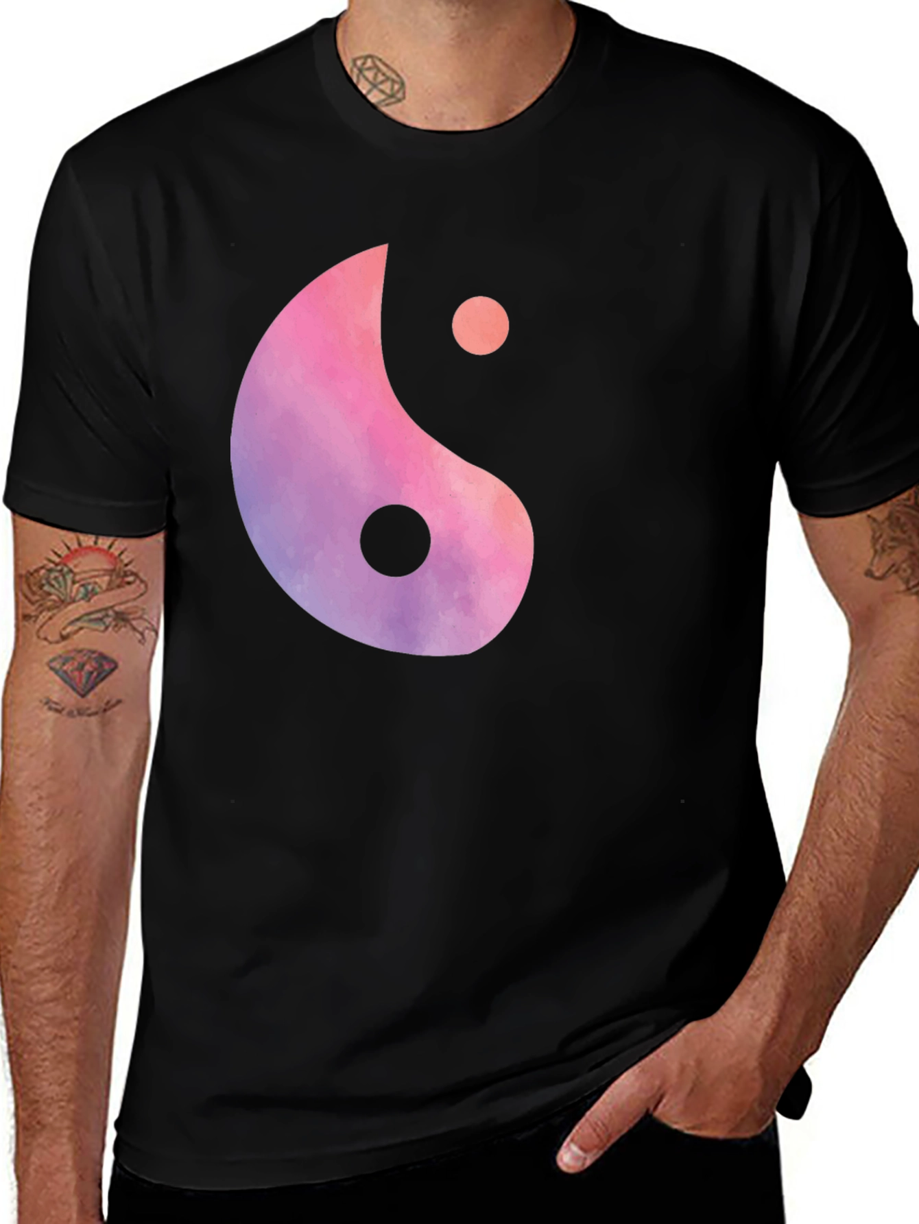 Variant 12 of Yin Yang Graphic Tee - Black Cotton Blend