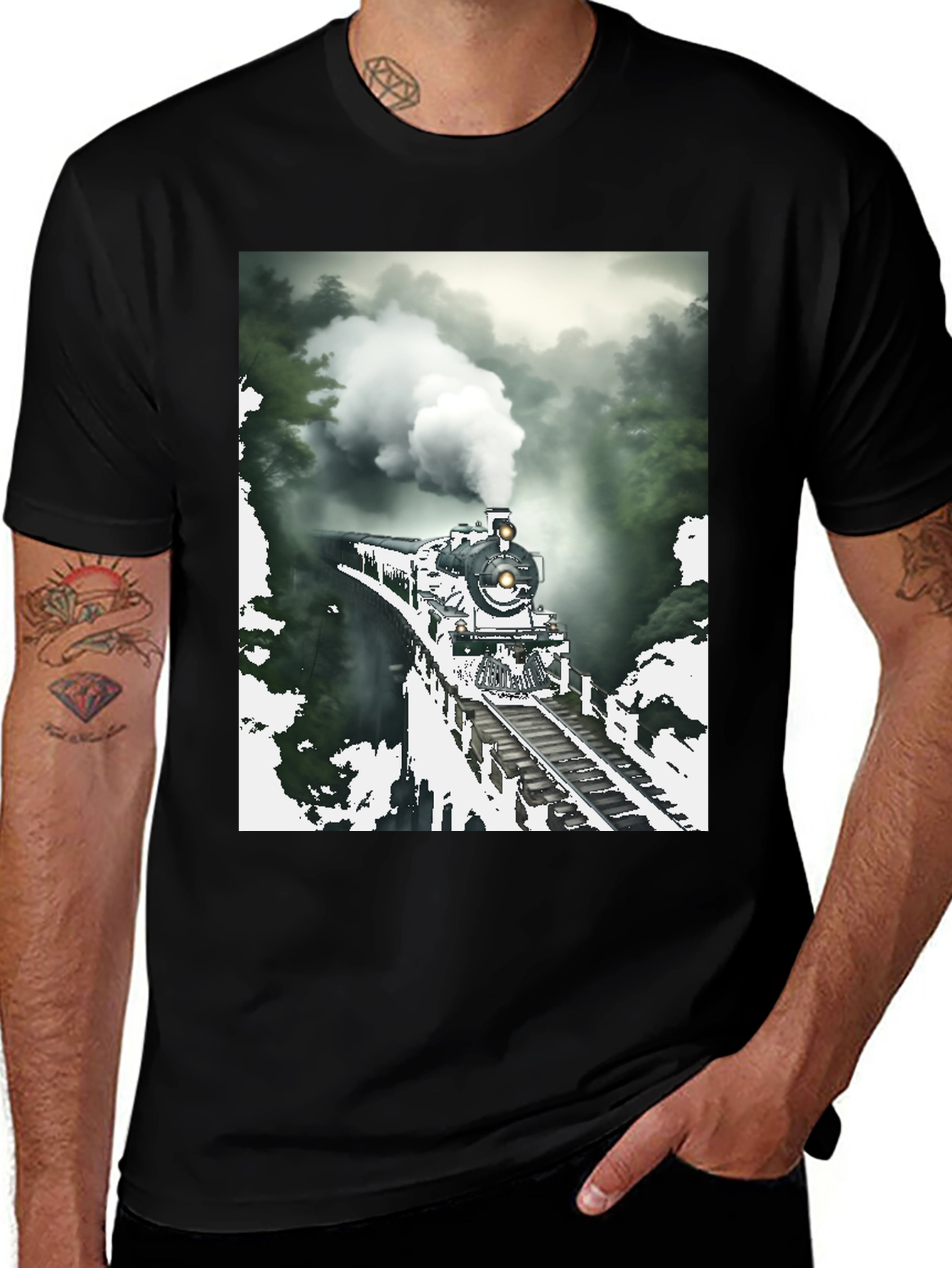 Variant 3 of Steam Train Graphic Tee - Vintage Style
