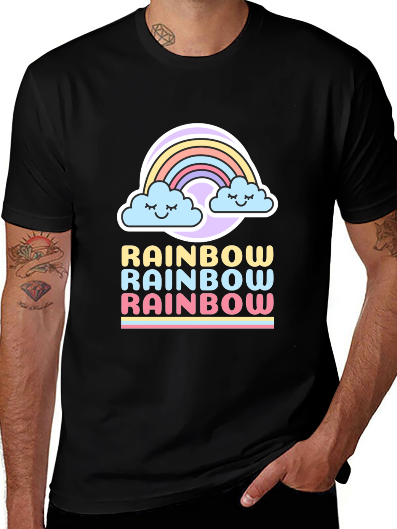 Variant 14 of Cute Rainbow Graphic Tee - Black Short Sleeve Shirt