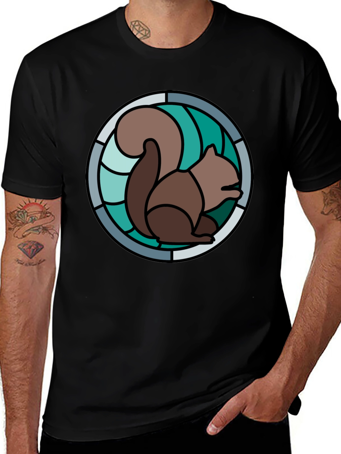 Variant 18 of Squirrel Stained Glass Style Graphic Tee