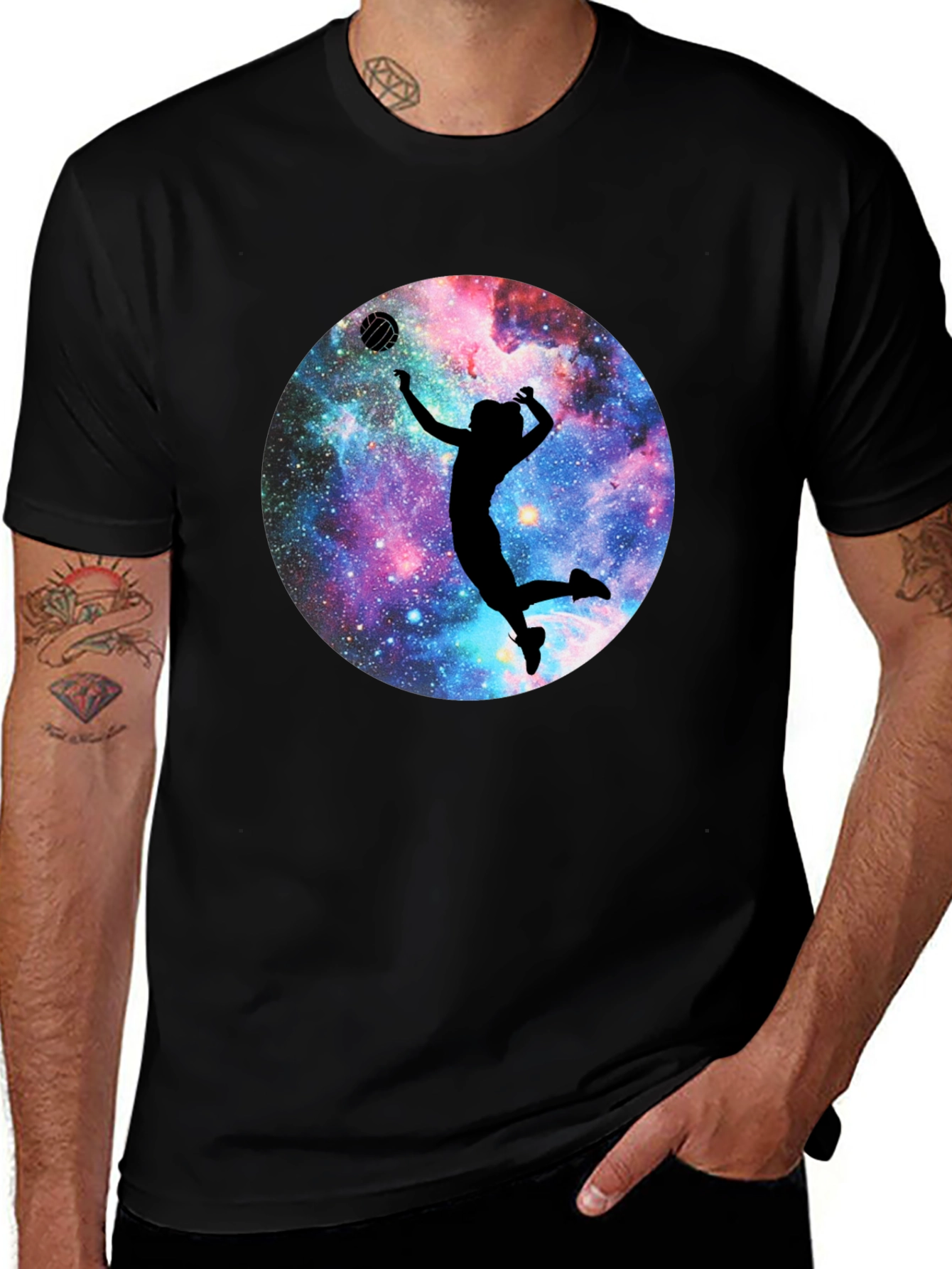 Variant 13 of Galaxy Volleyball Graphic T-Shirt - Unisex