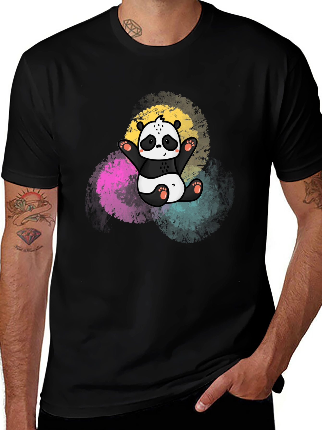 Variant 15 of Cute Panda Graphic Tee - Men's Black T-Shirt