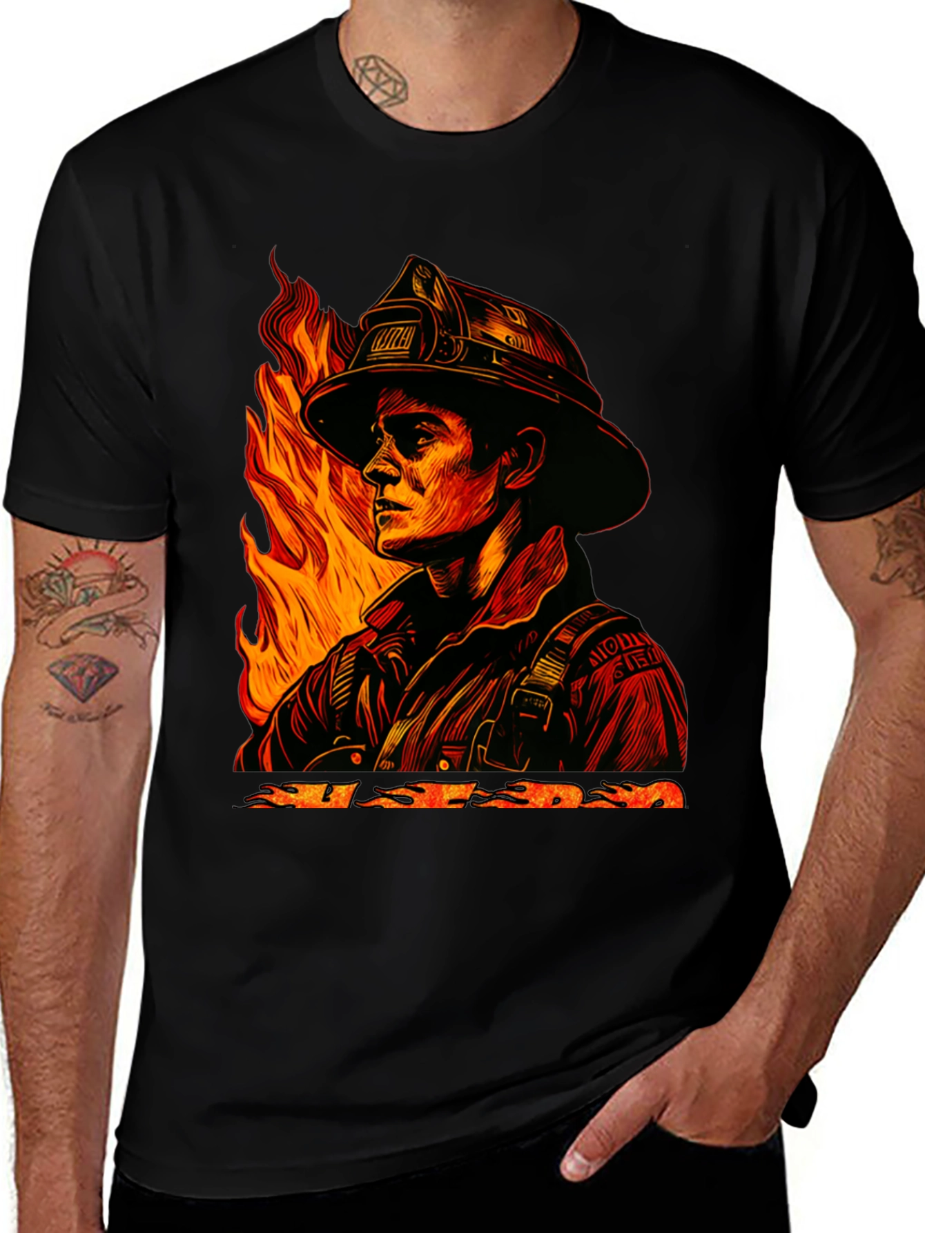 Variant 15 of Firefighter Graphic Tee - Courage Under Fire