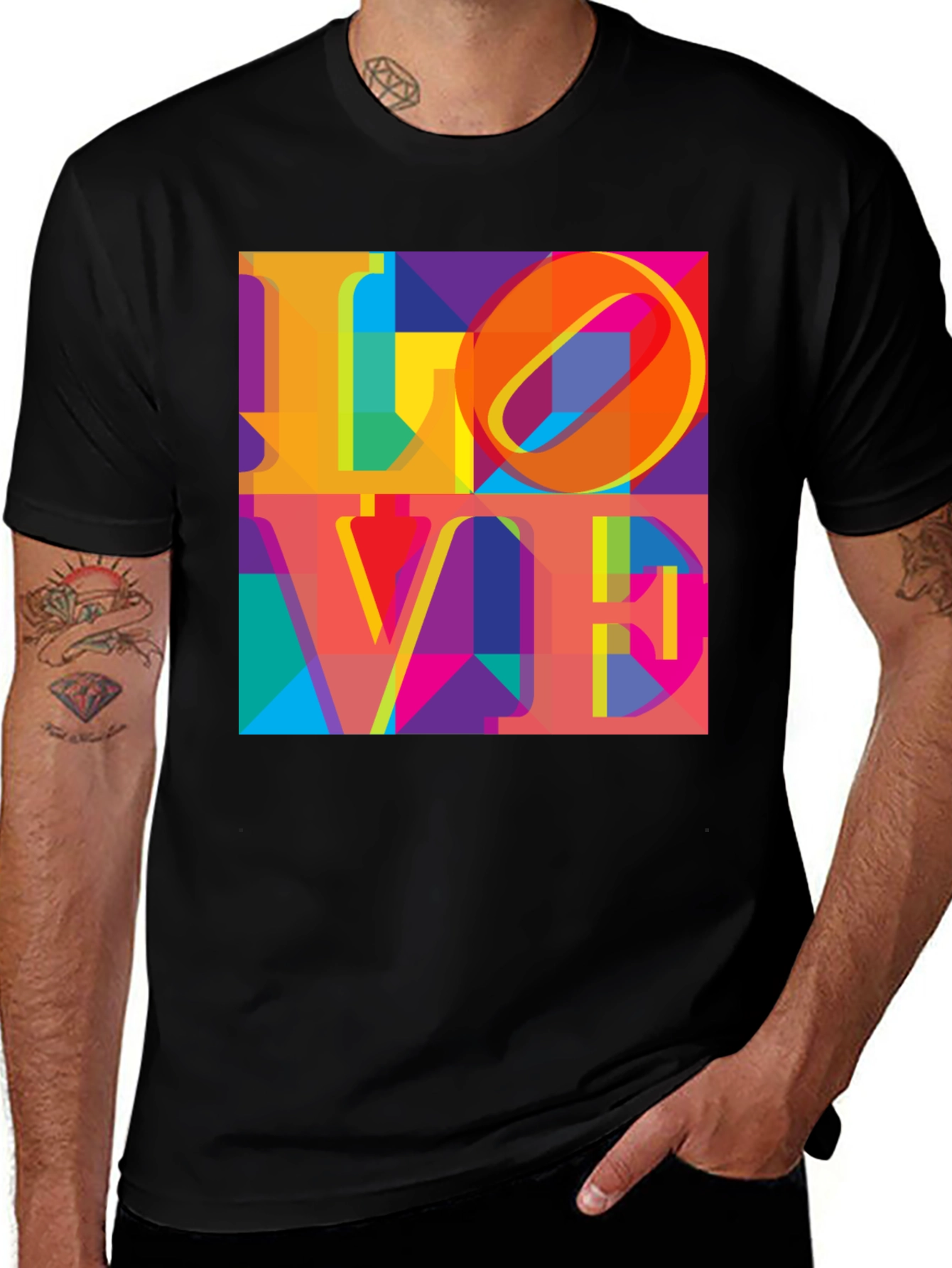 Variant 7 of Colorful Love Graphic Tee - Modern Art Style Shirt