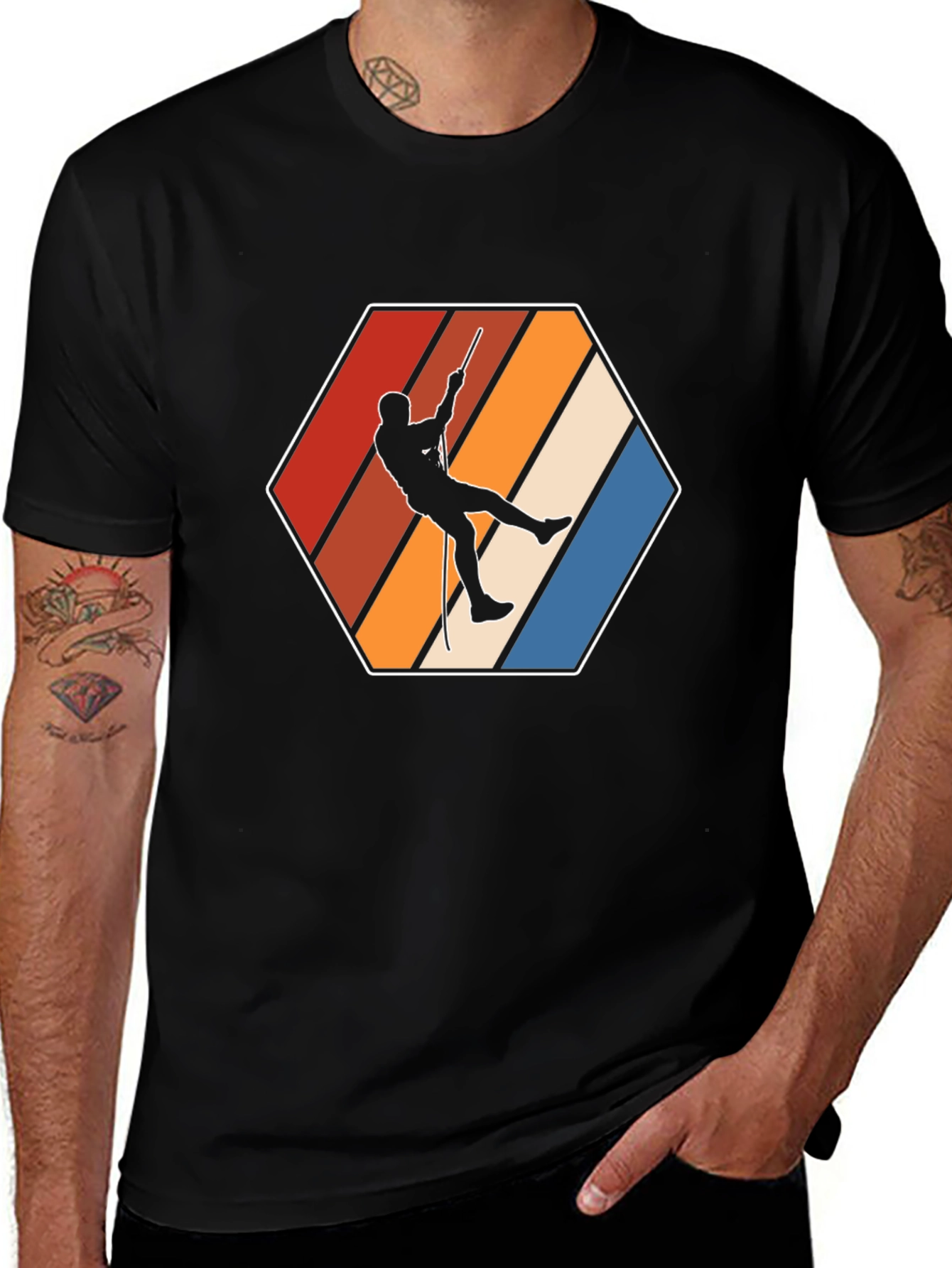 Variant 16 of Retro Rock Climbing T-Shirt - Unique Hexagon Design