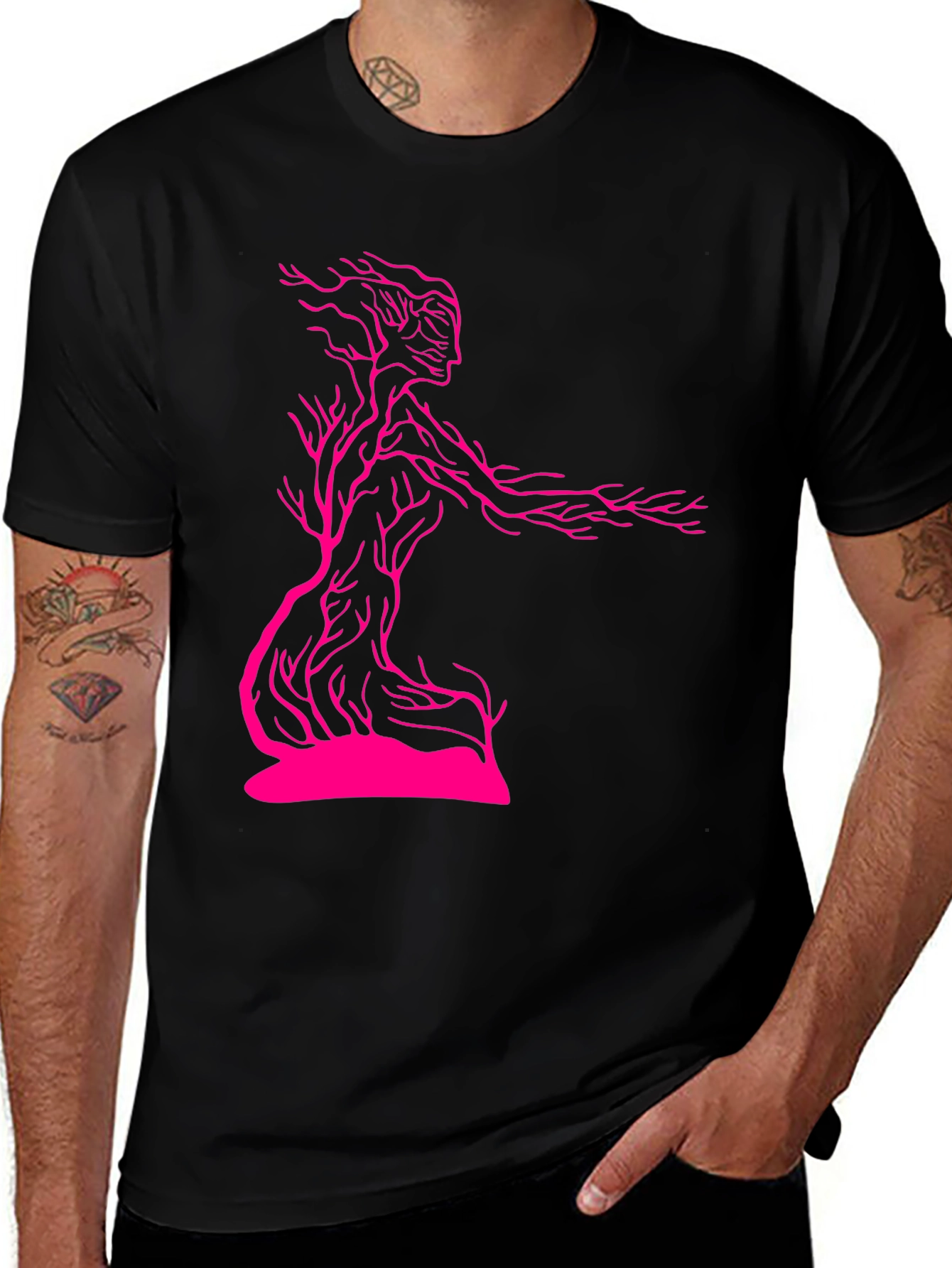 Variant 18 of Unique Tree-Woman Graphic Tee - Black Cotton Blend