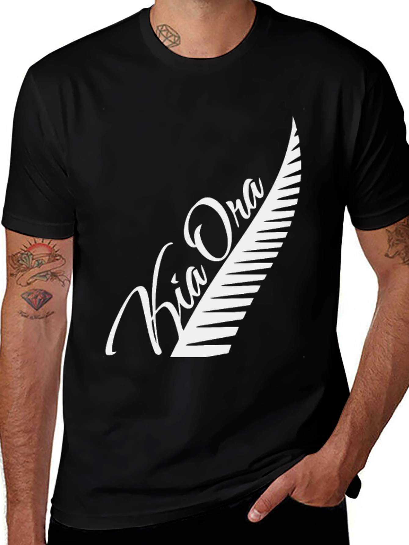 Variant 22 of Kia Ora Fern Black T-Shirt