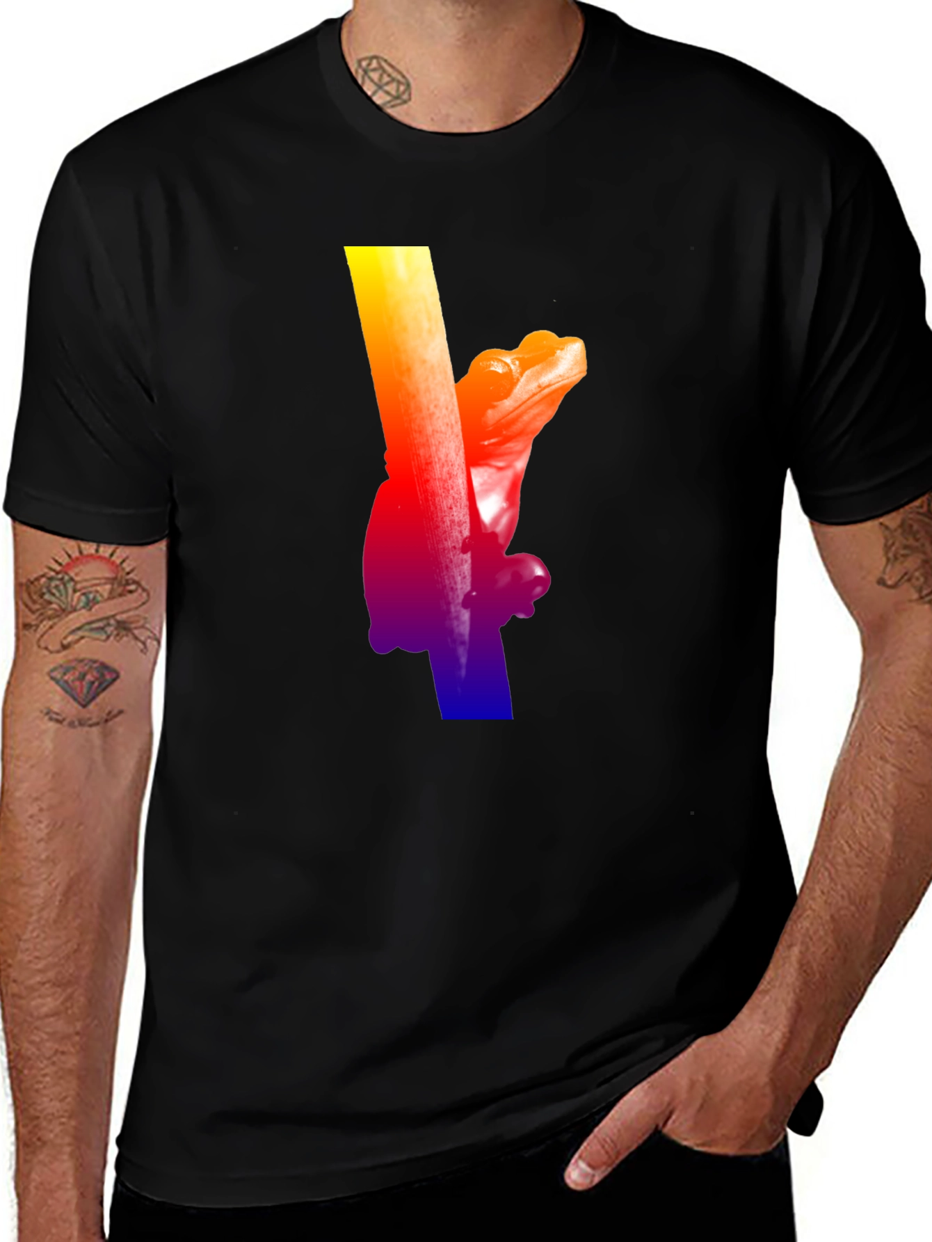 Variant 4 of Rainbow Frog Climbing T-Shirt - Black