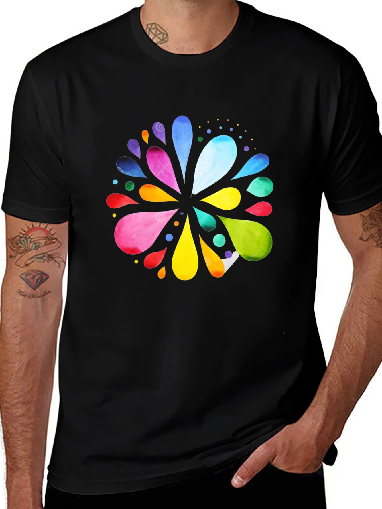 Variant 7 of Vibrant Watercolor Splash Black T-Shirt