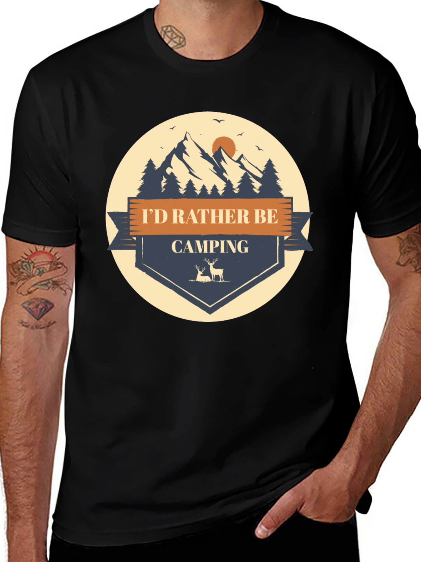 Variant 9 of I'd Rather Be Camping Graphic Tee - Black
