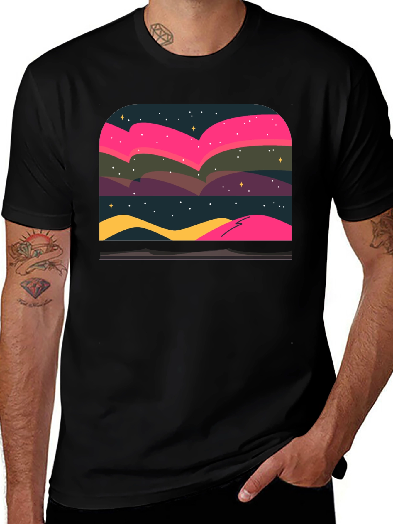 Black Northern Lights Graphic Tee - Black main image
