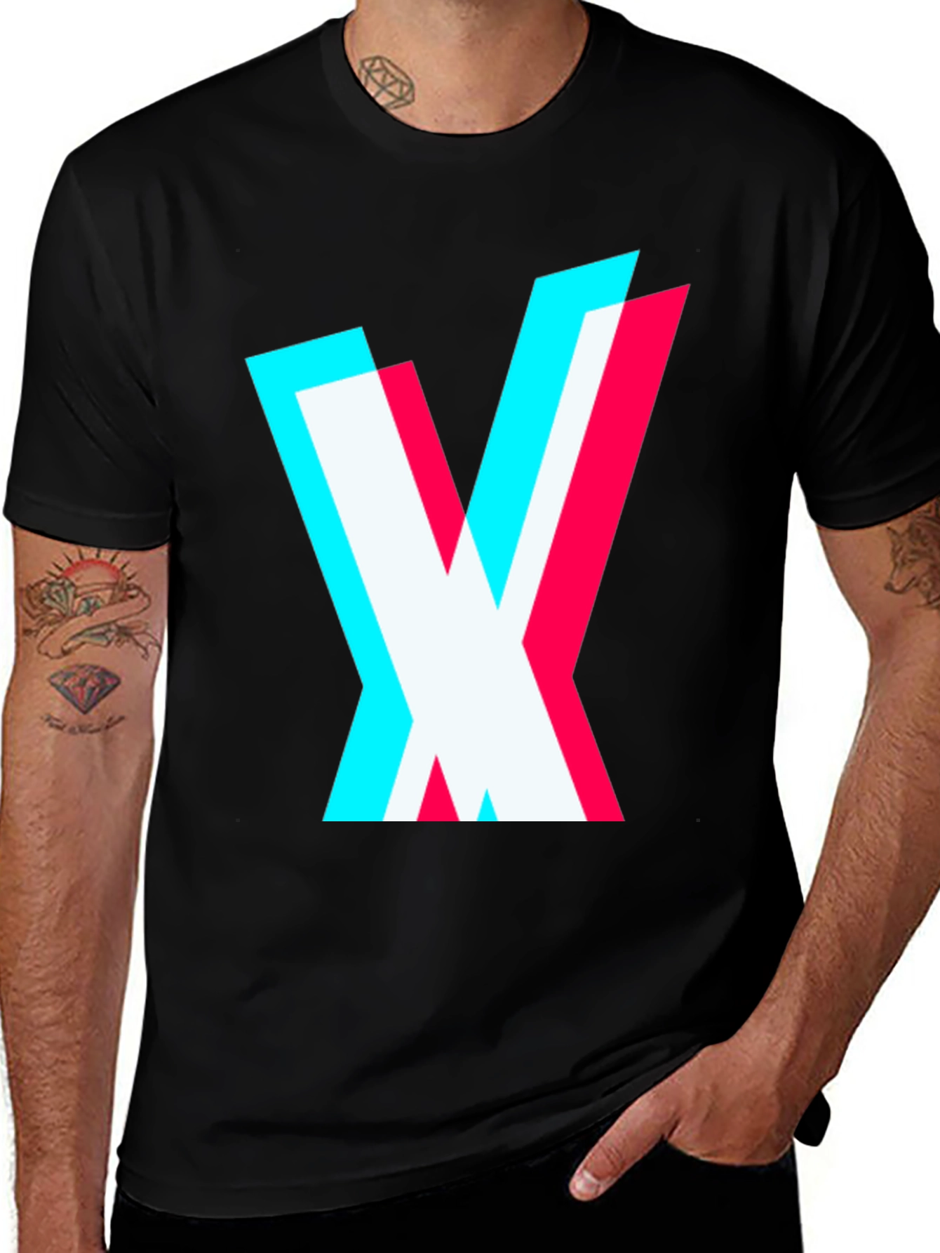 Abstract Glitch X Graphic Tee - Unisex Black T-Shirt