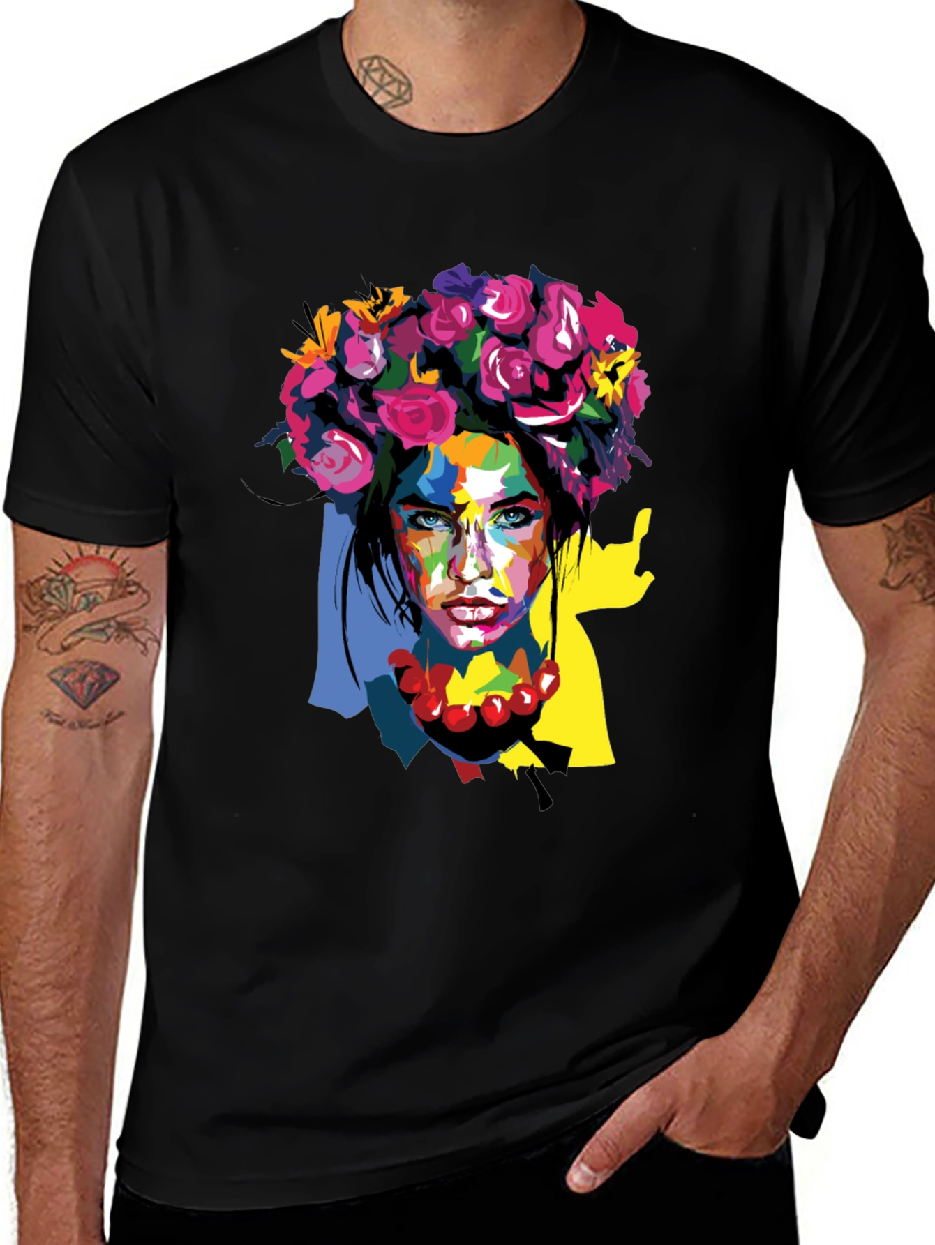 Variant 26 of Floral Woman Graphic Tee - Artistic Fashion Shirt