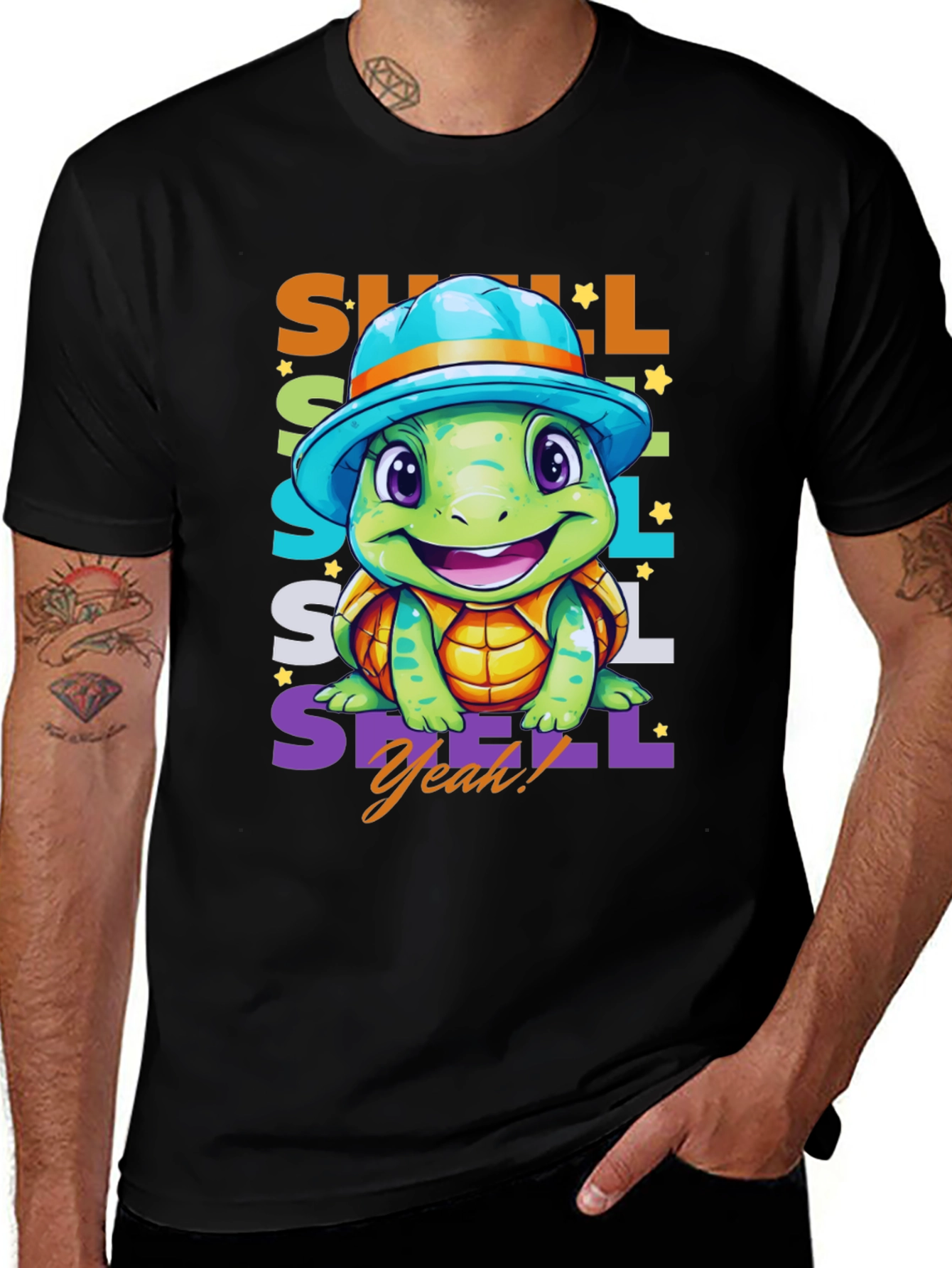 Black Cute Turtle T-Shirt - Shell Yeah! main image