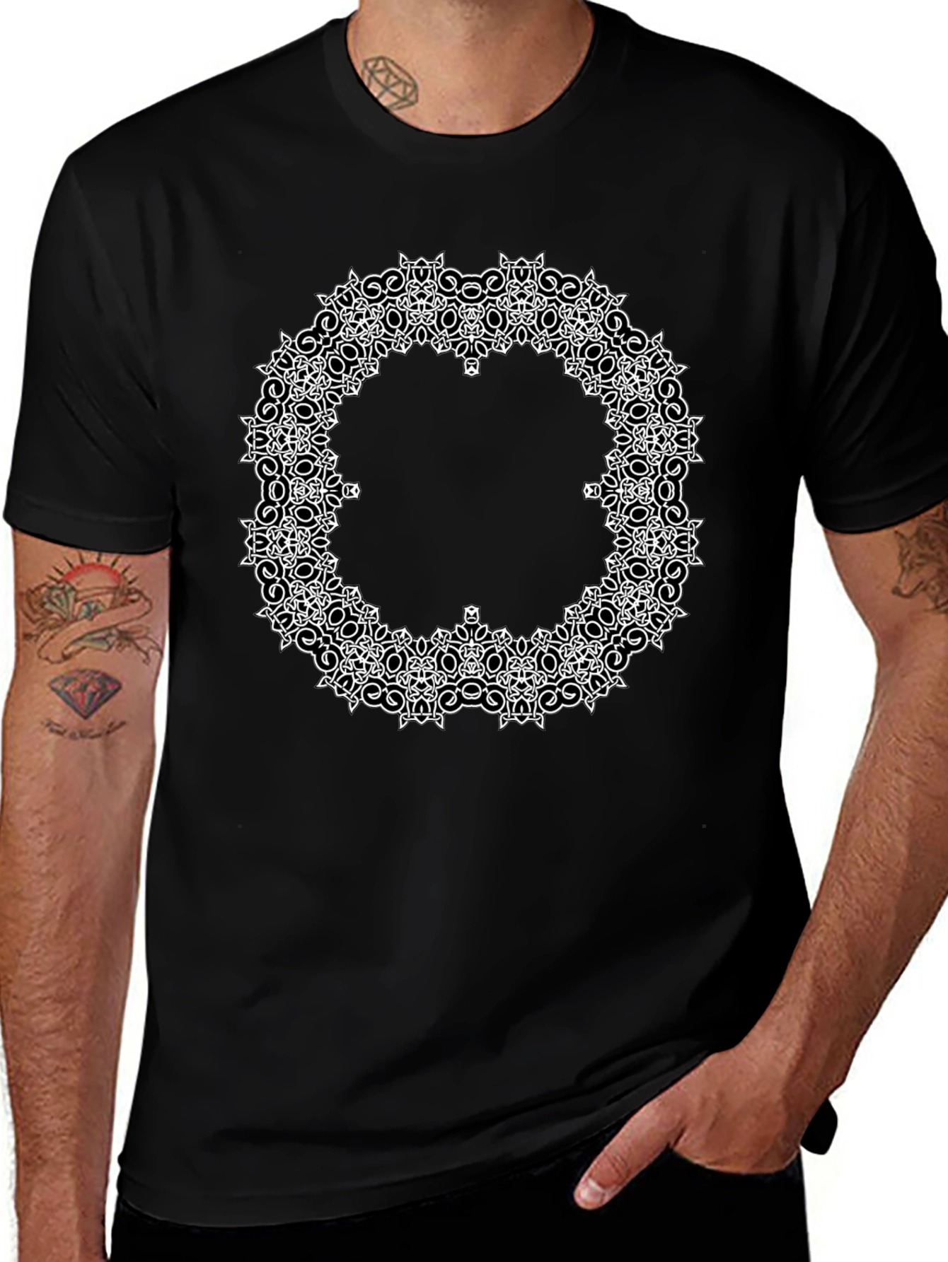 Variant 13 of Black Tee with Ornamental White Circle