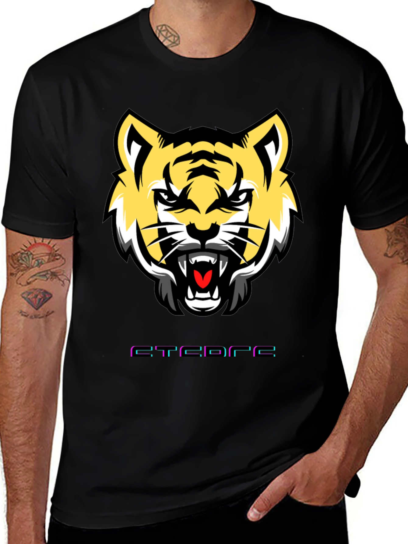 Variant 22 of Men's Graphic Tee: Tiger Face Design, Short Sleeve