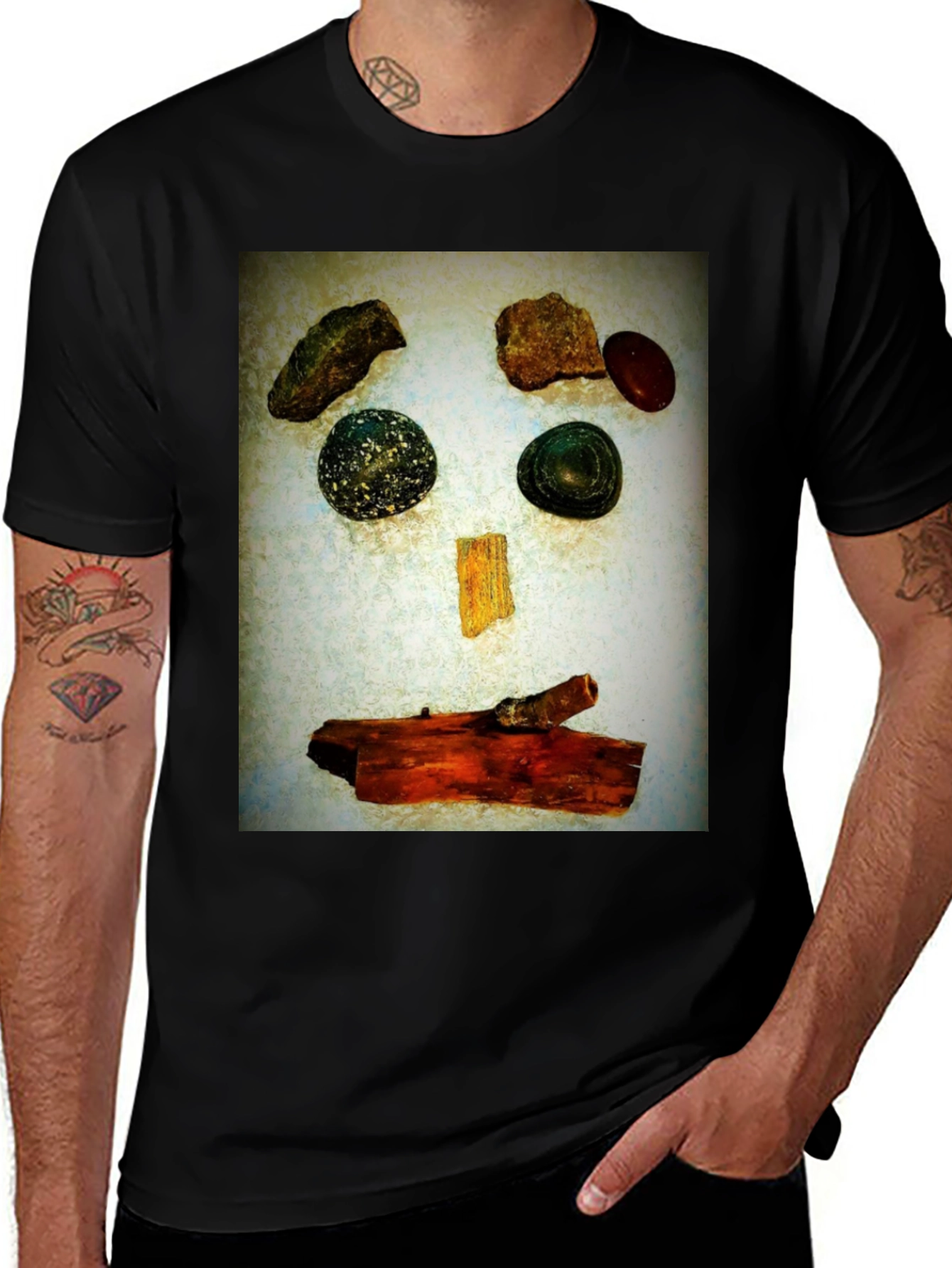 Abstract Face T-Shirt - Stone and Wood Art