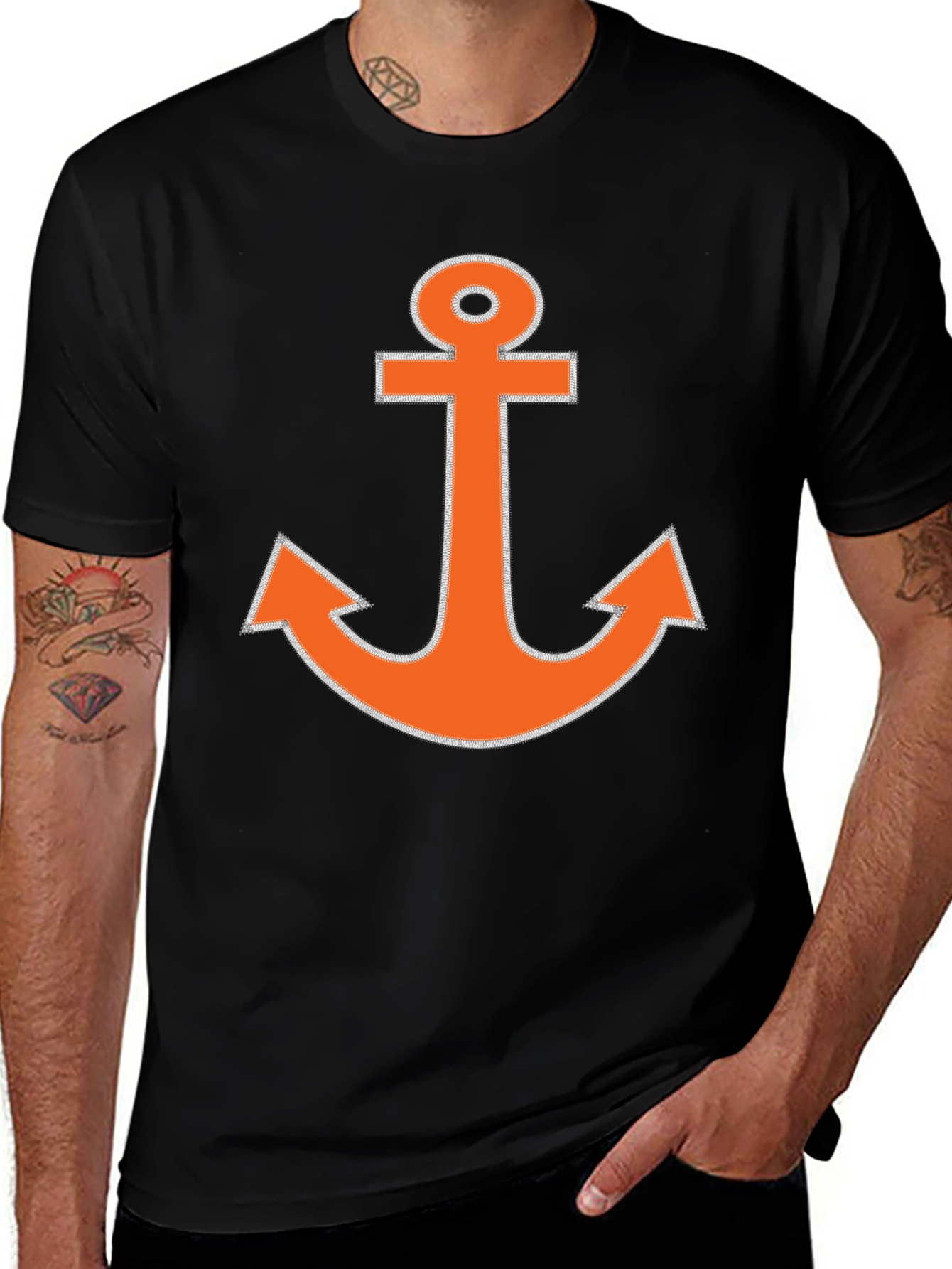 Variant 9 of Orange Anchor Graphic Black T-Shirt