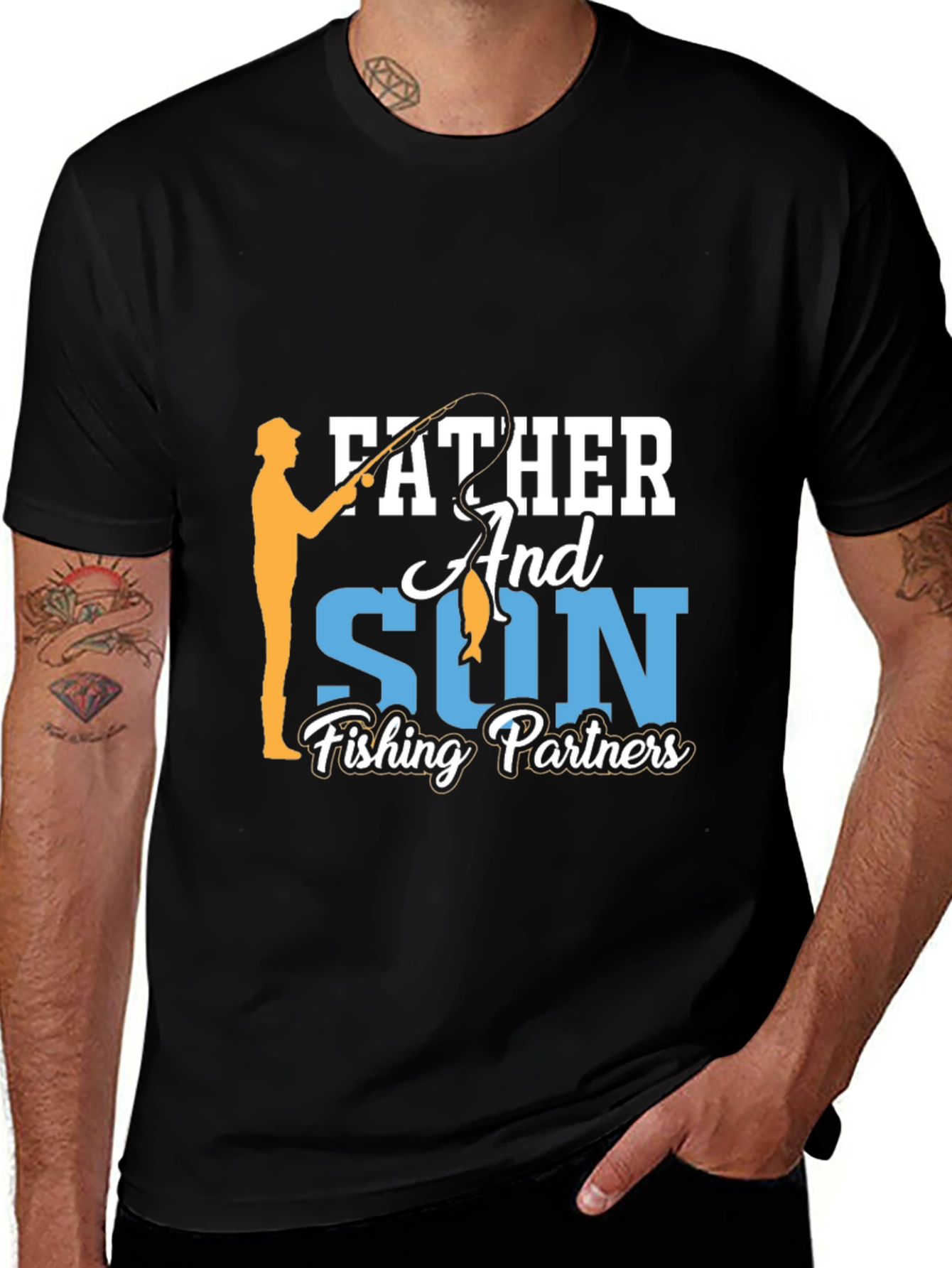 Father and Son Fishing Partners Black T-Shirt
