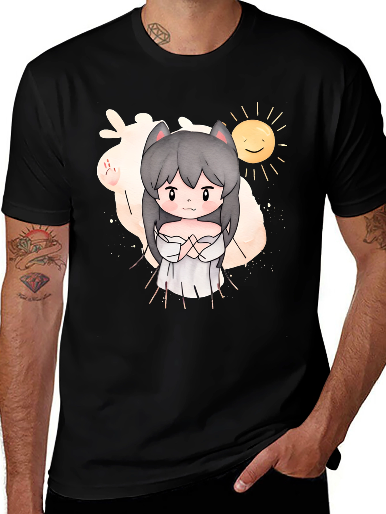 Variant 21 of Anime Cat Girl Graphic Tee - Stylish Cotton T-Shirt