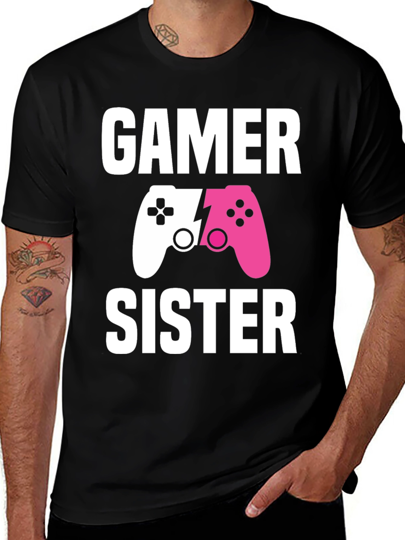 Variant 2 of Gamer Sister T-Shirt | Matching Game Controller Tee