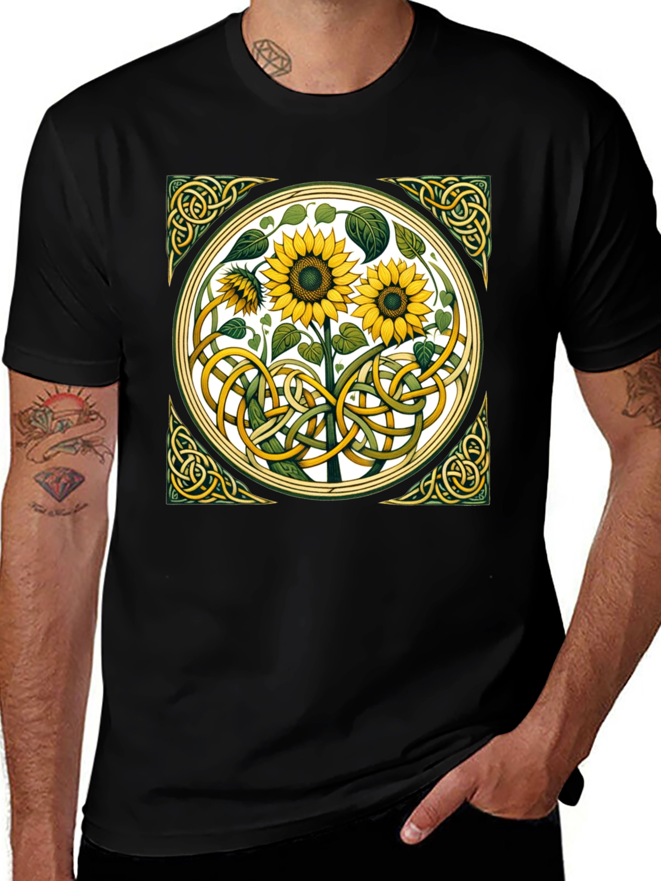 Variant 4 of Celtic Sunflower Graphic T-Shirt - Stylish Comfort
