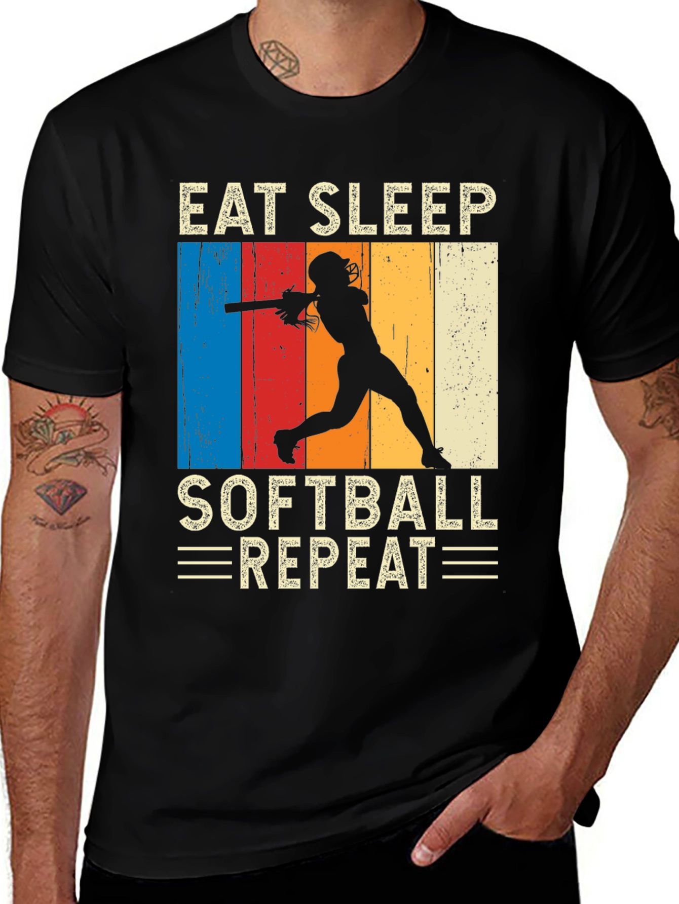 Variant 22 of Eat Sleep Softball Repeat T-Shirt