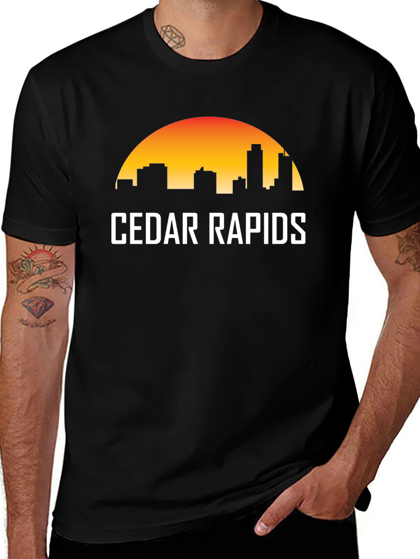 Cedar Rapids Cityscape Sunset Graphic Tee