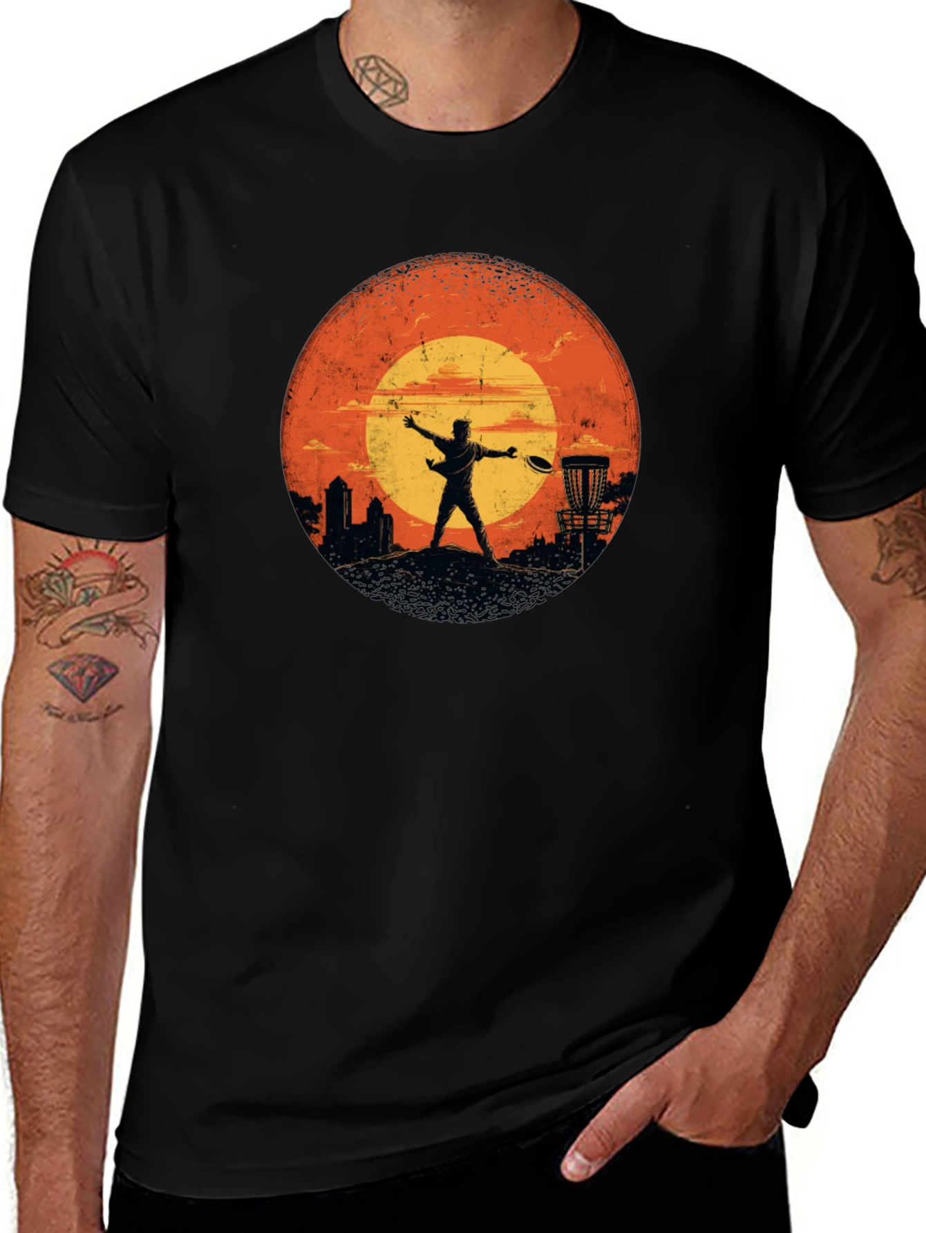 Variant 30 of Disc Golf Sunset T-Shirt - Throw Like a Pro!