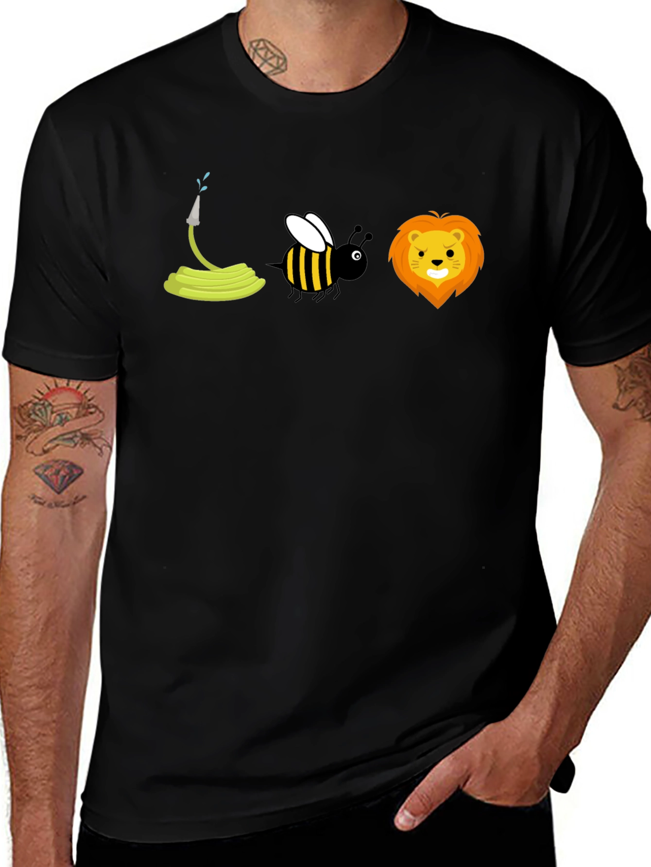 Black Hose-Bee-Lion Pun Graphic T-Shirt main image