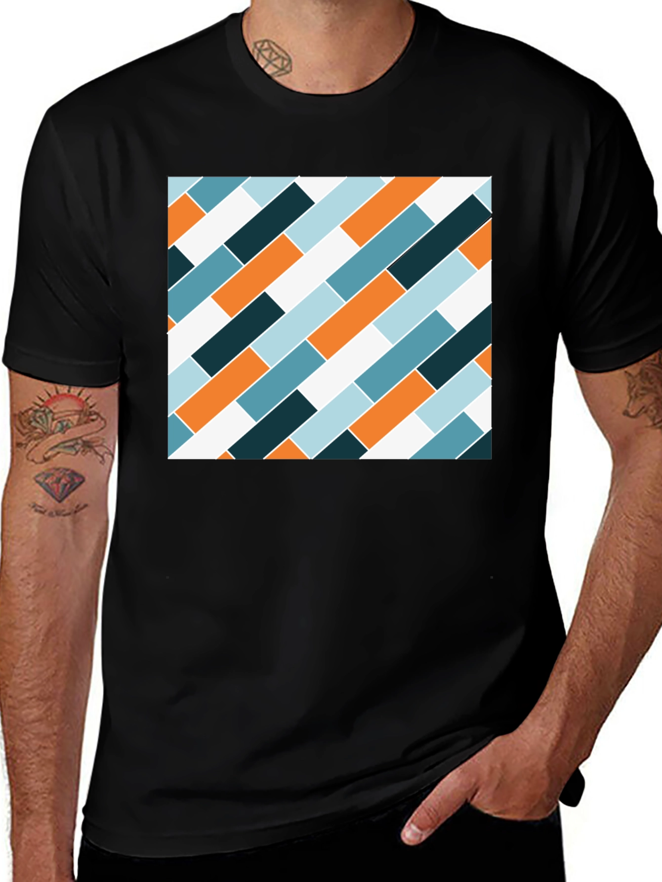 Variant 6 of Modern Geometric Pattern Black T-Shirt